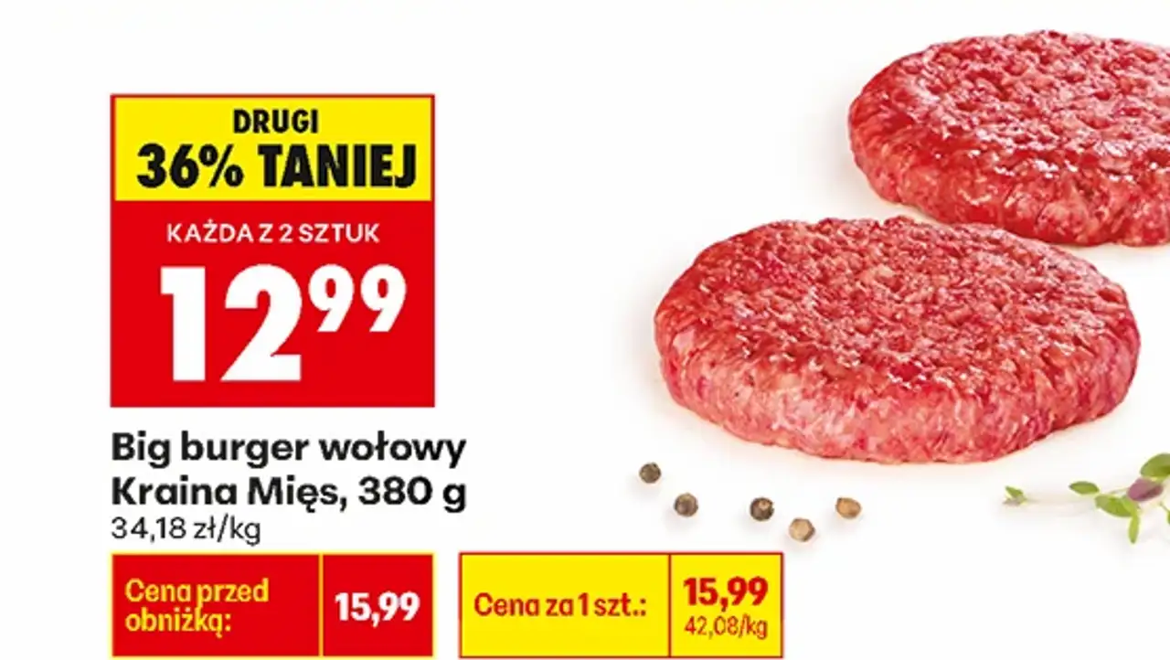 Big burger wołowy Kraina Mięs, 380 g