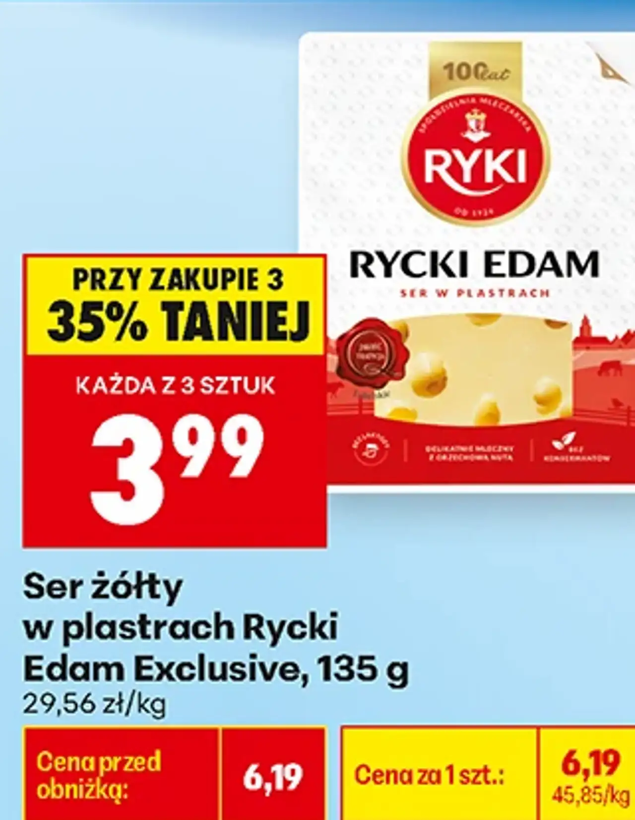 Ser żółty w plastrach Rycki Edam Exclusive, 135 g