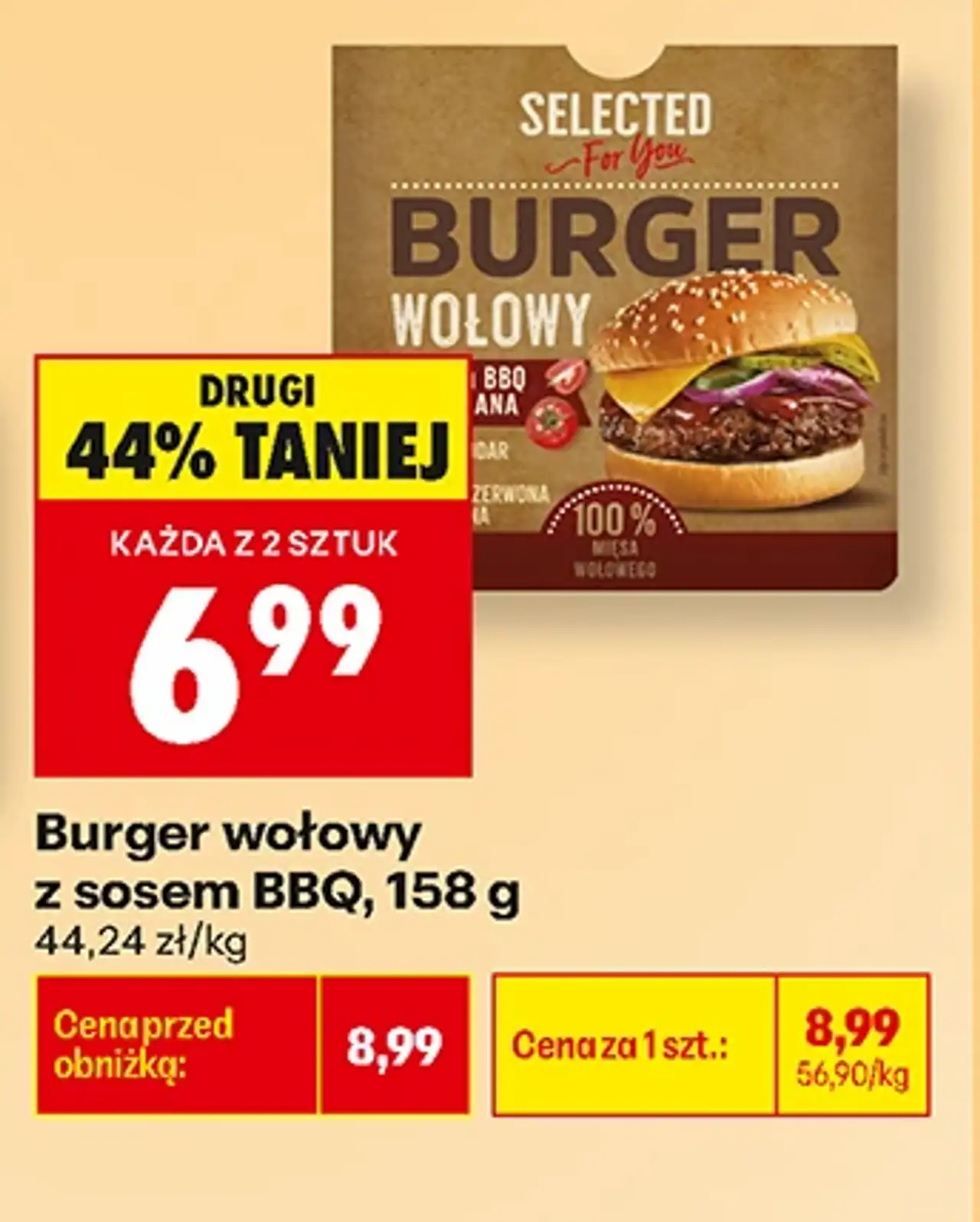 Burger wołowy z sosem BBQ, 158 g