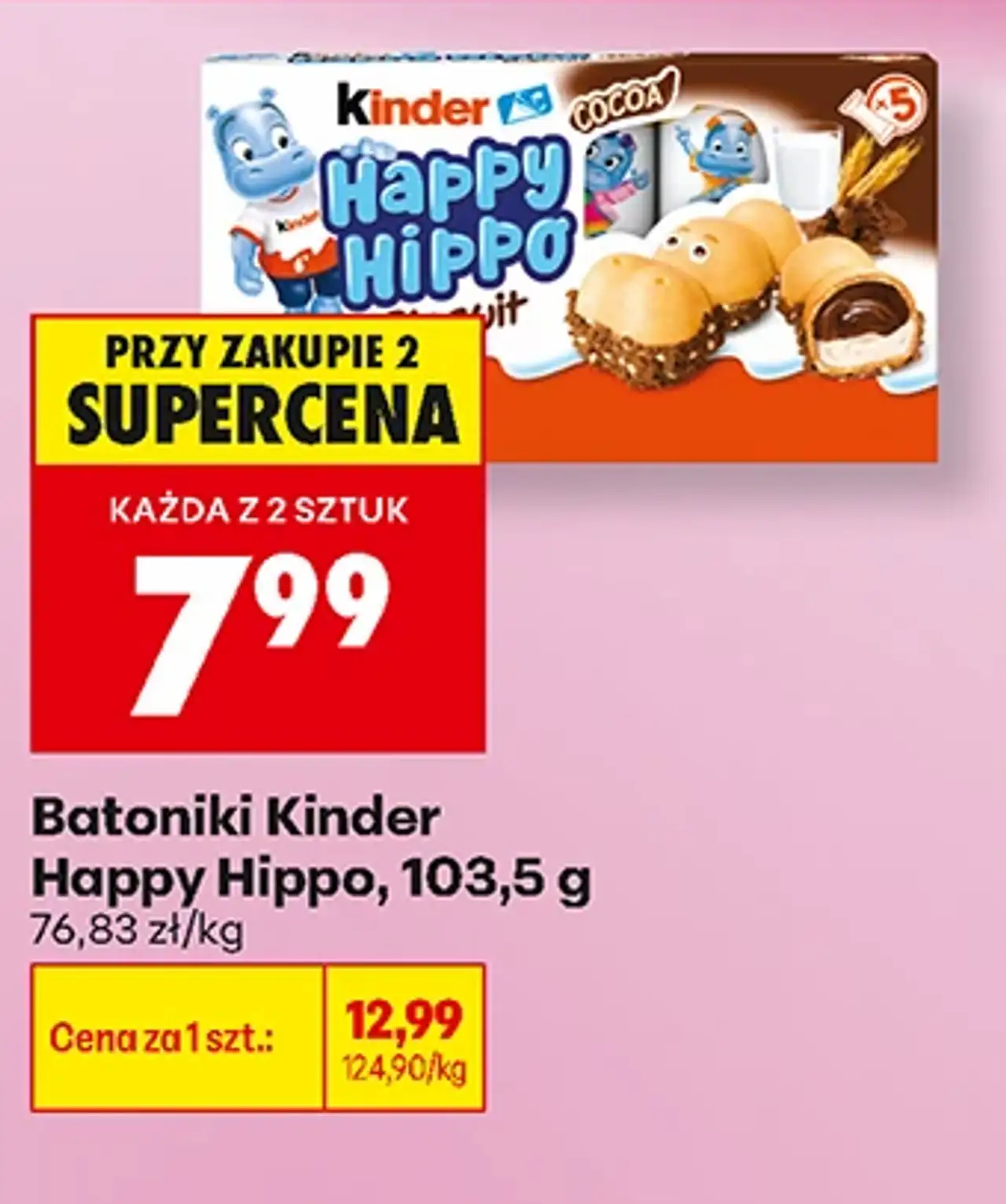Batoniki Kinder Happy Hippo, 103,5 g