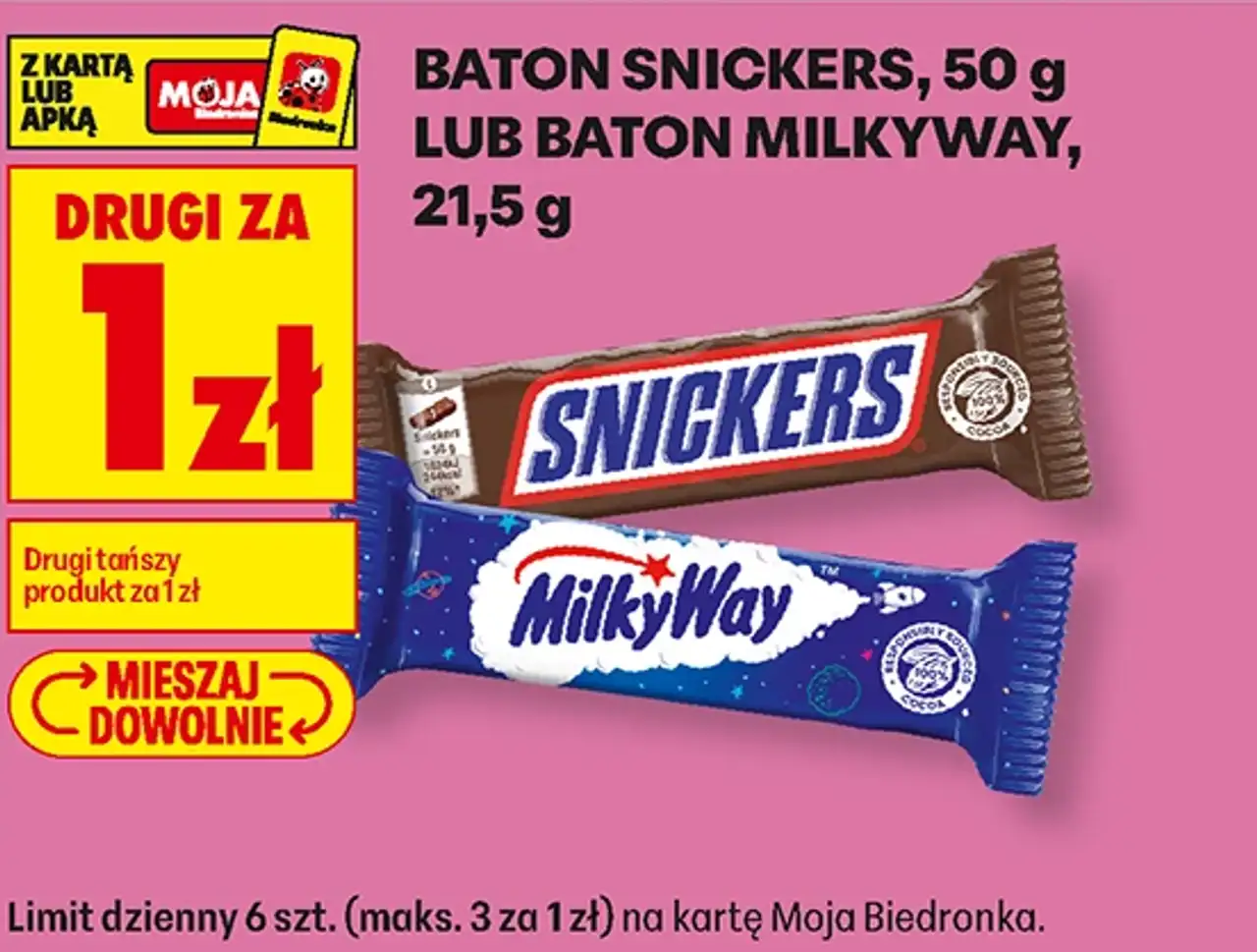 BATON SNICKERS, 50 g LUB BATON MILKYWAY, 21,5 g