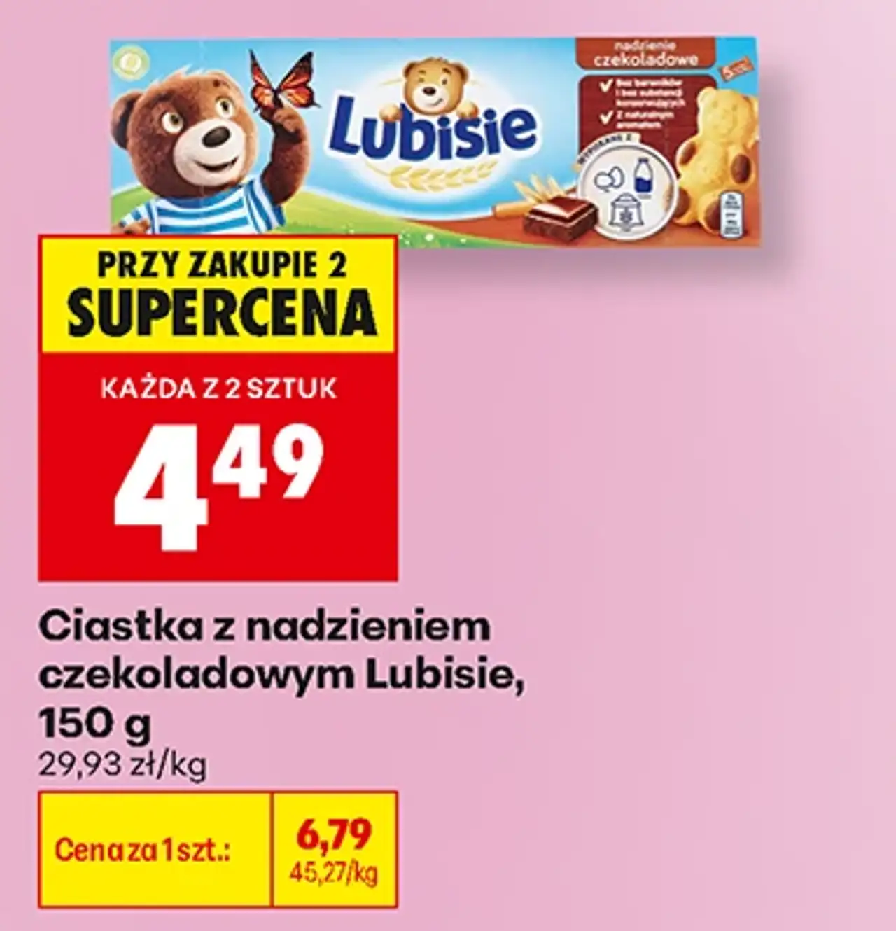 Ciastka z nadzieniem czekoladowym Lubisie, 150 g