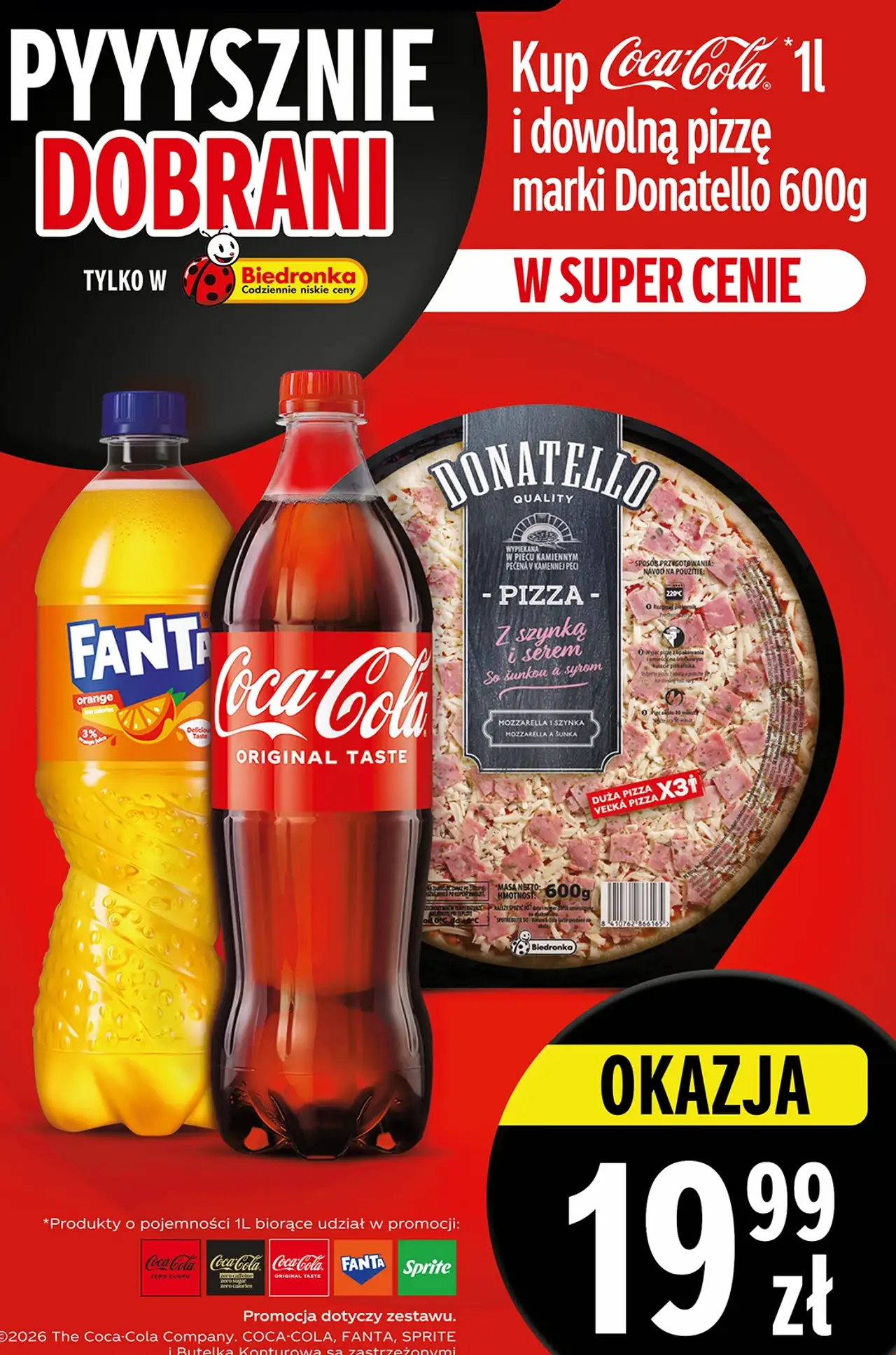 Kup Coca-Cola i dowolną pizzę Donatello 600 g