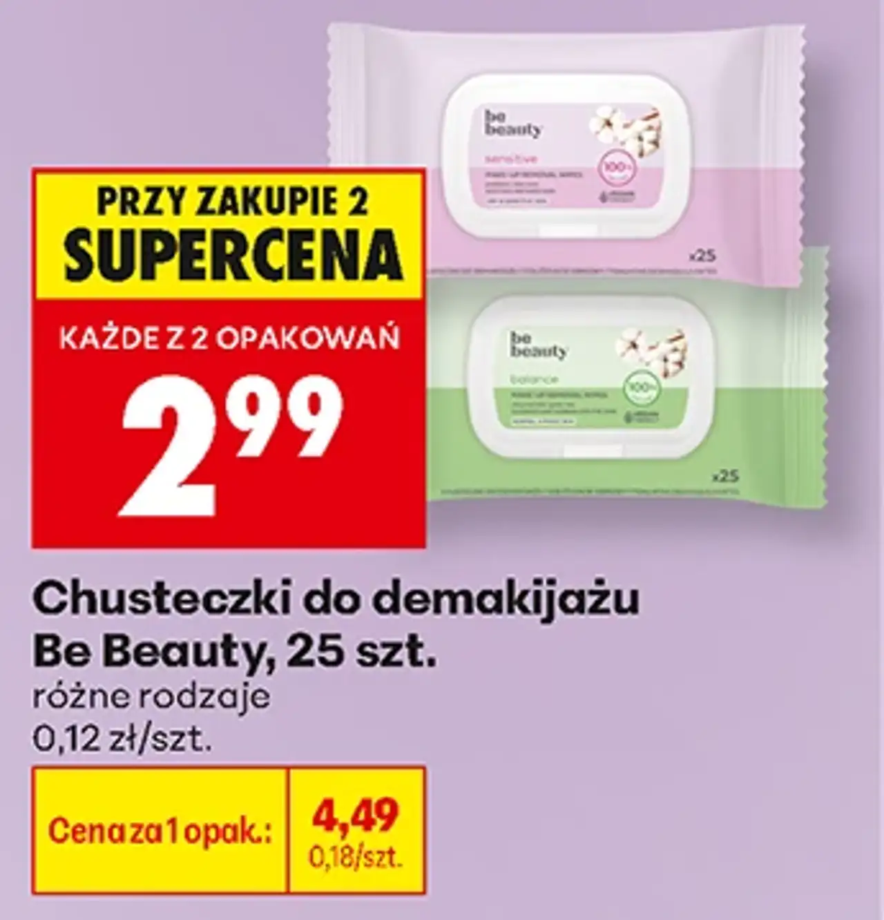 Chusteczki do demakijażu Be Beauty, 25 szt.
