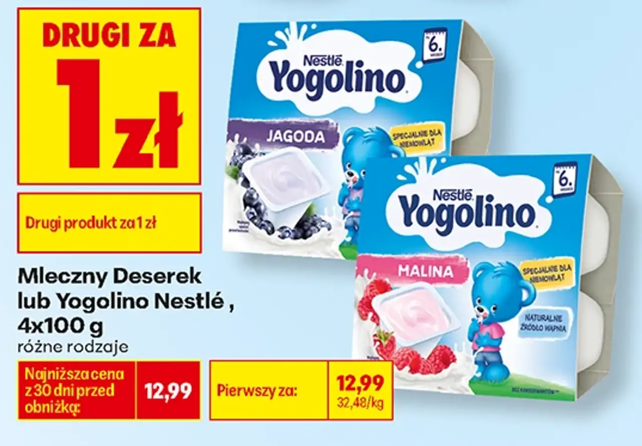 Mleczny Deserek lub Yogolino Nestlé, 4x100 g