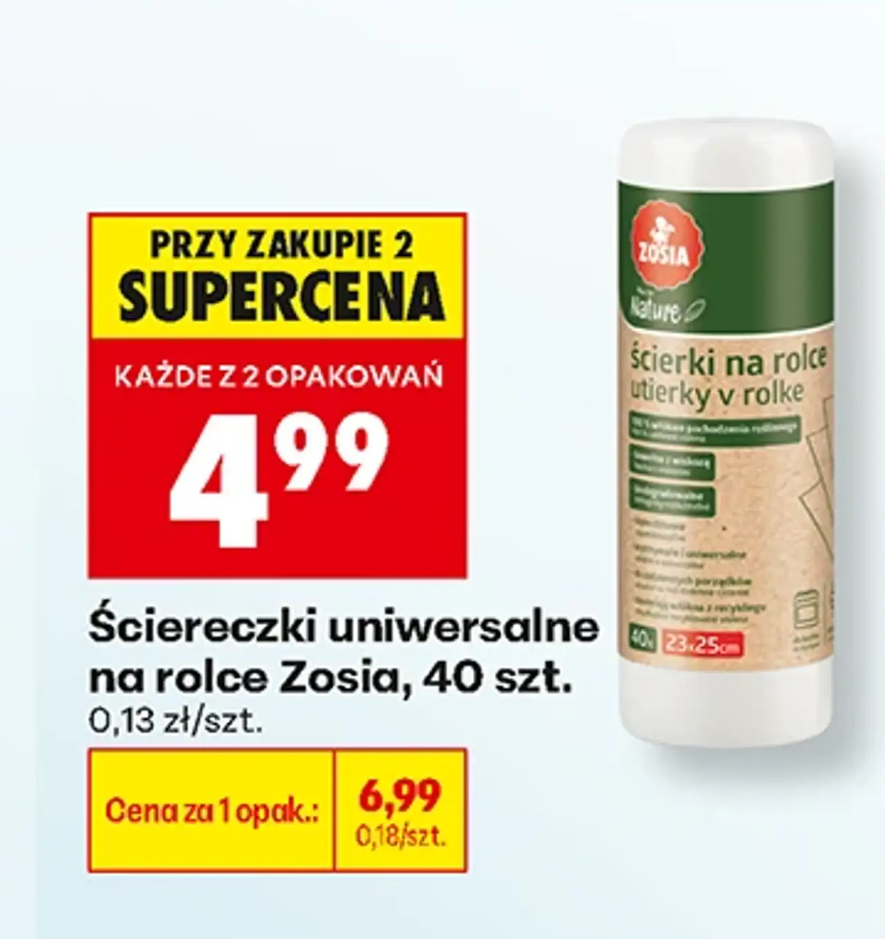 Ściereczki uniwersalne na rolce Zosia, 40 szt.
