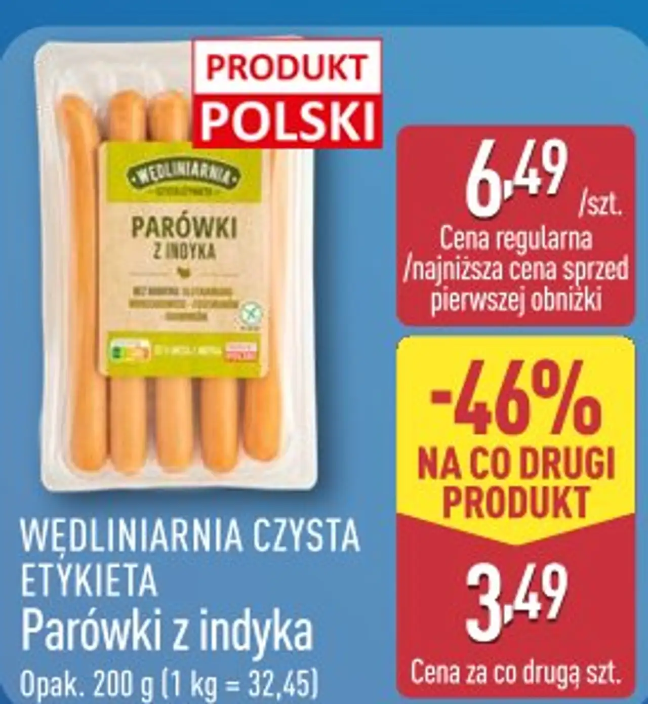 Wedliniarnia Czysta Etykieta Parówki z indyka
