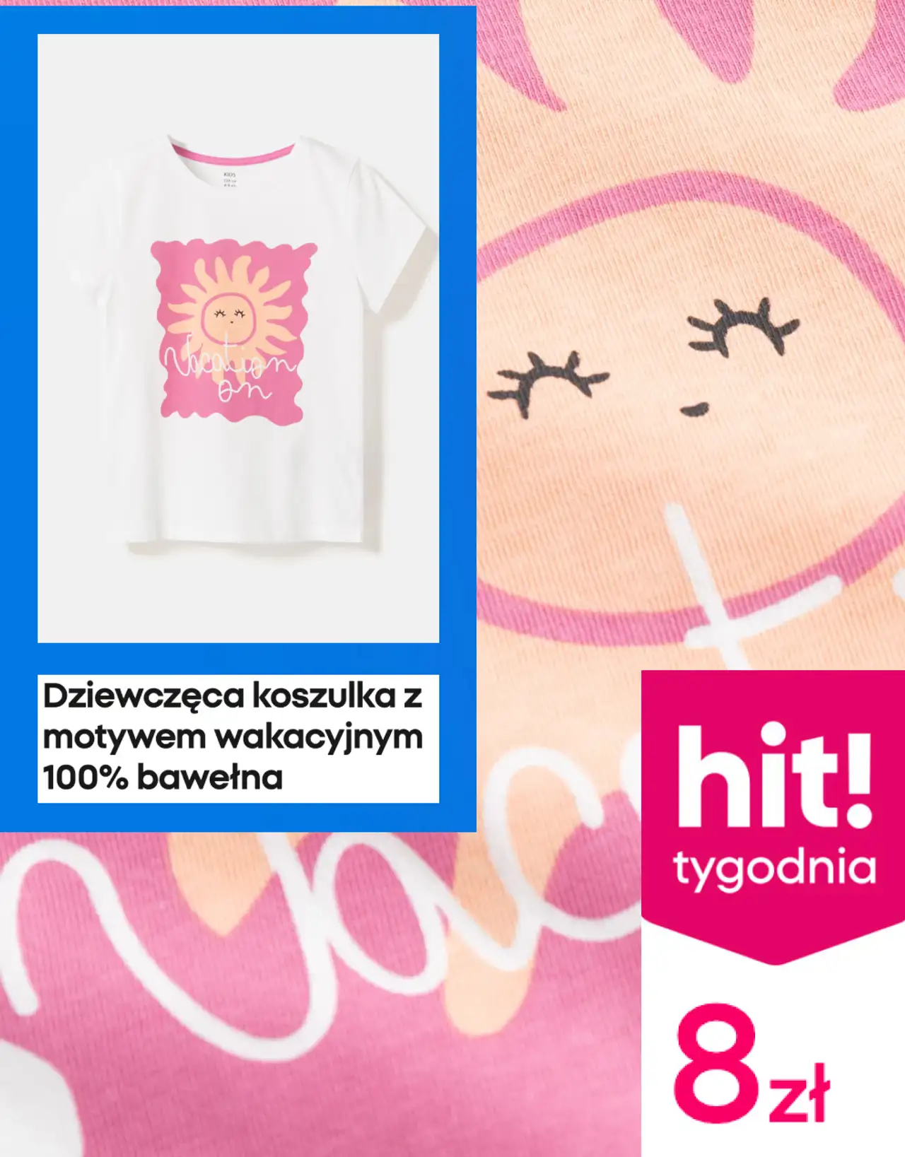 Dziewczęca koszulka z motywem wakacyjnym 100% bawełna