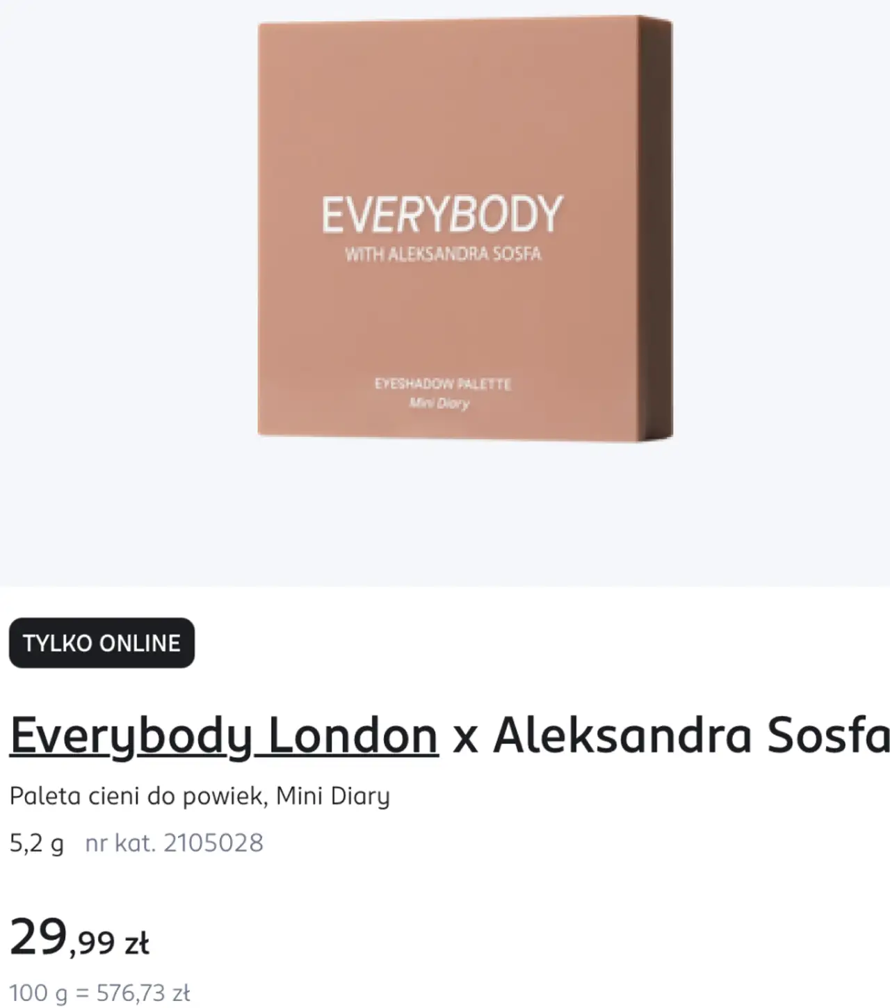 Everybody London x Aleksandra Sosfa Paleta cieni do powiek, Mini Diary