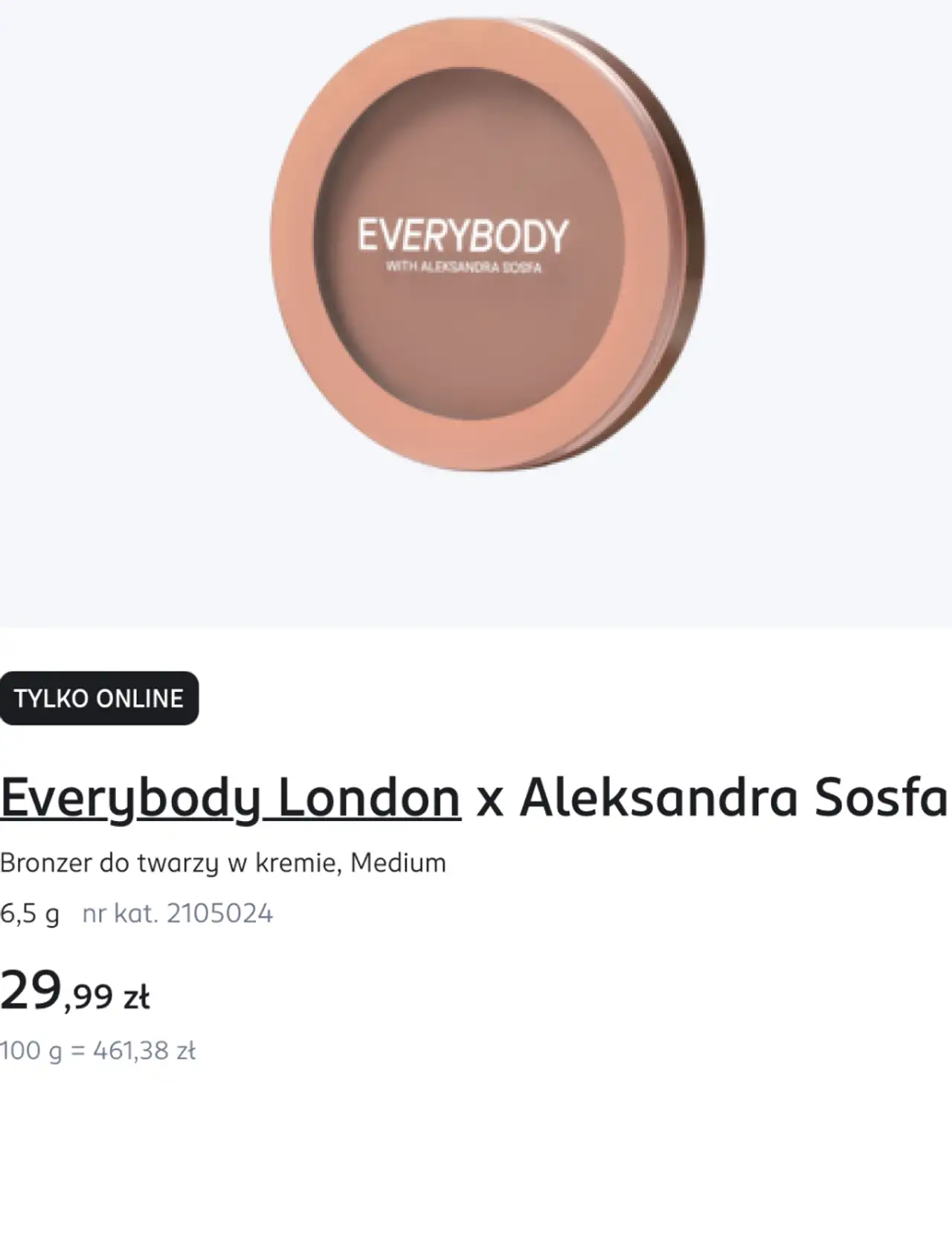 Everybody London x Aleksandra Sosfa Bronzer do twarzy w kremie, Medium