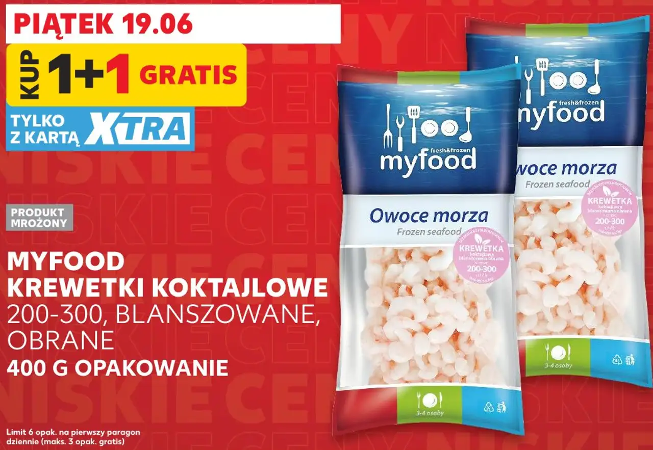 Myfood Krewetki koktajlowe 200-300, blanszowane, obrane
