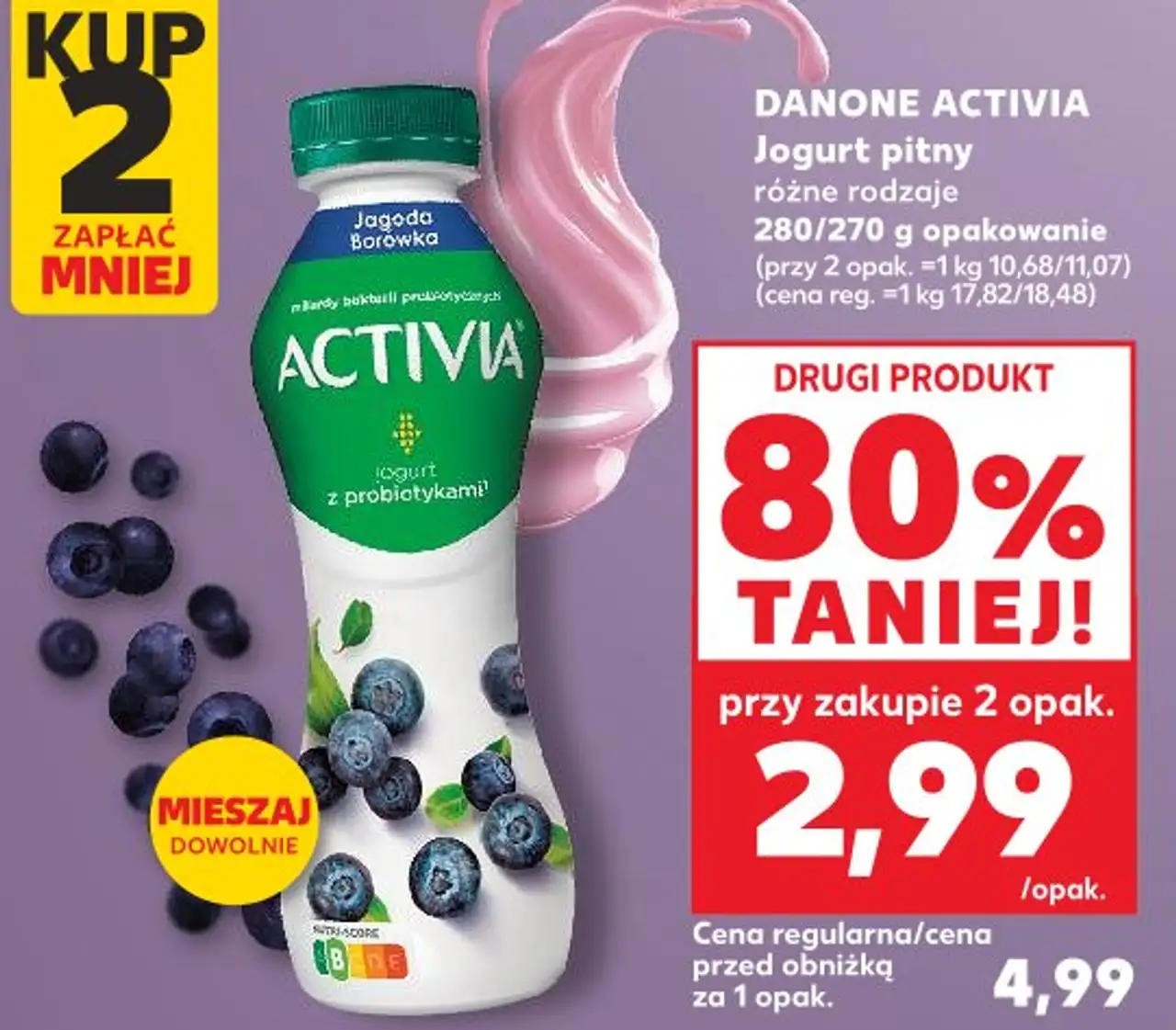 DANONE ACTIVIA Jogurt pitny różne rodzaje