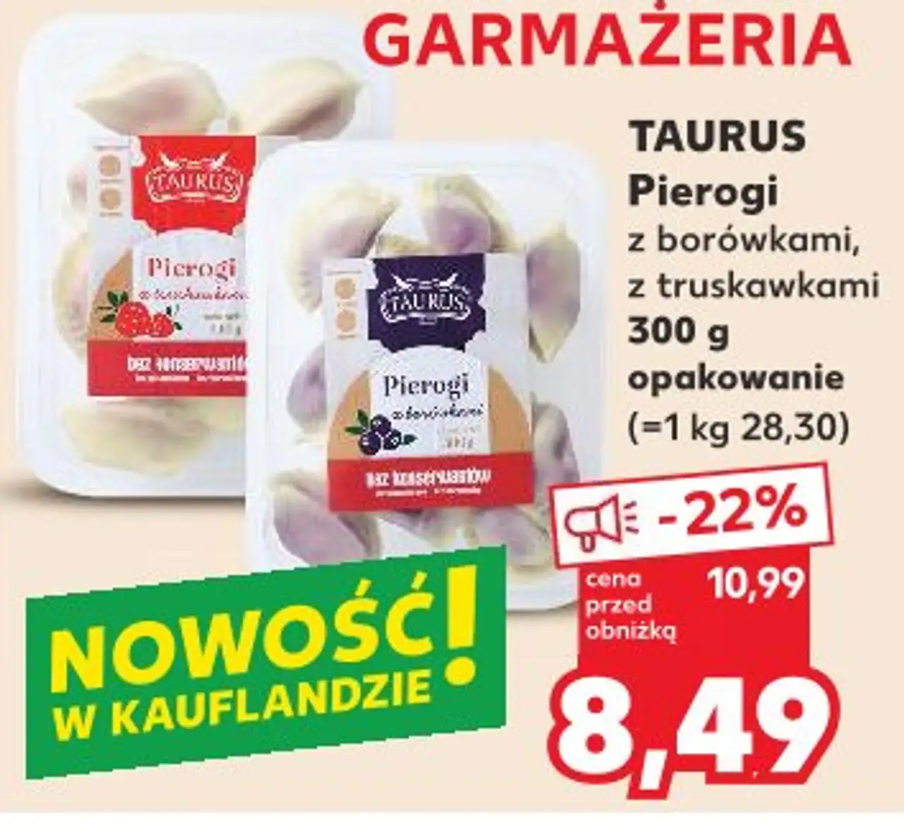 Taurus Pierogi z borówkami, z truskawkami
