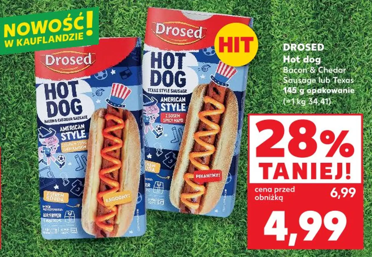 DROSED Hot dog Bacon & Cheddar Sausage lub Texas