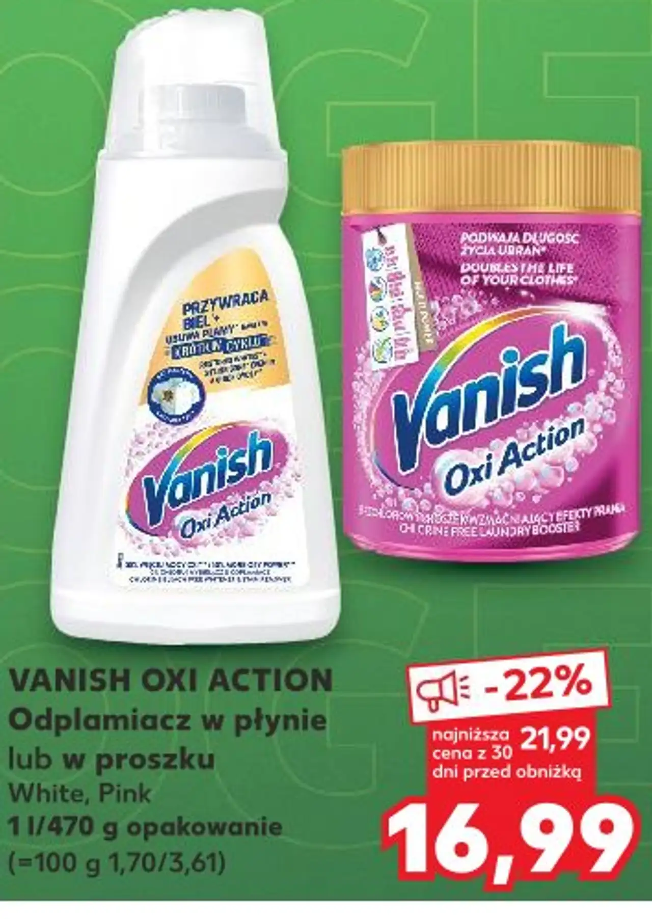 VANISH OXI ACTION Odplamiacz w płynie lub w proszku