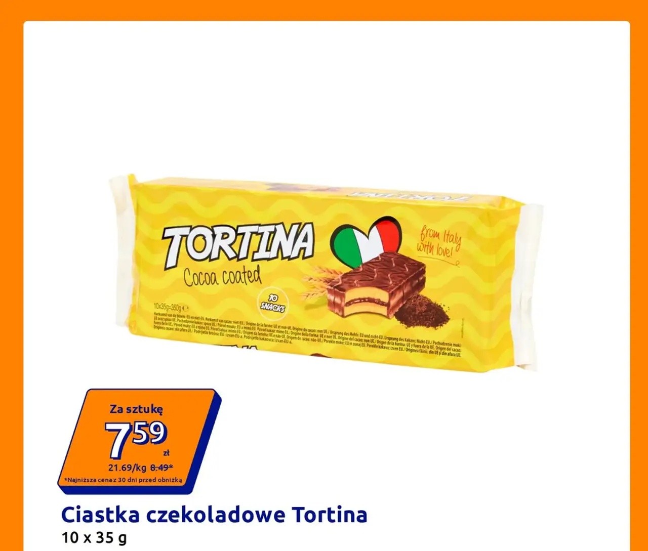 Ciastka czekoladowe Tortina 10 x 35 g