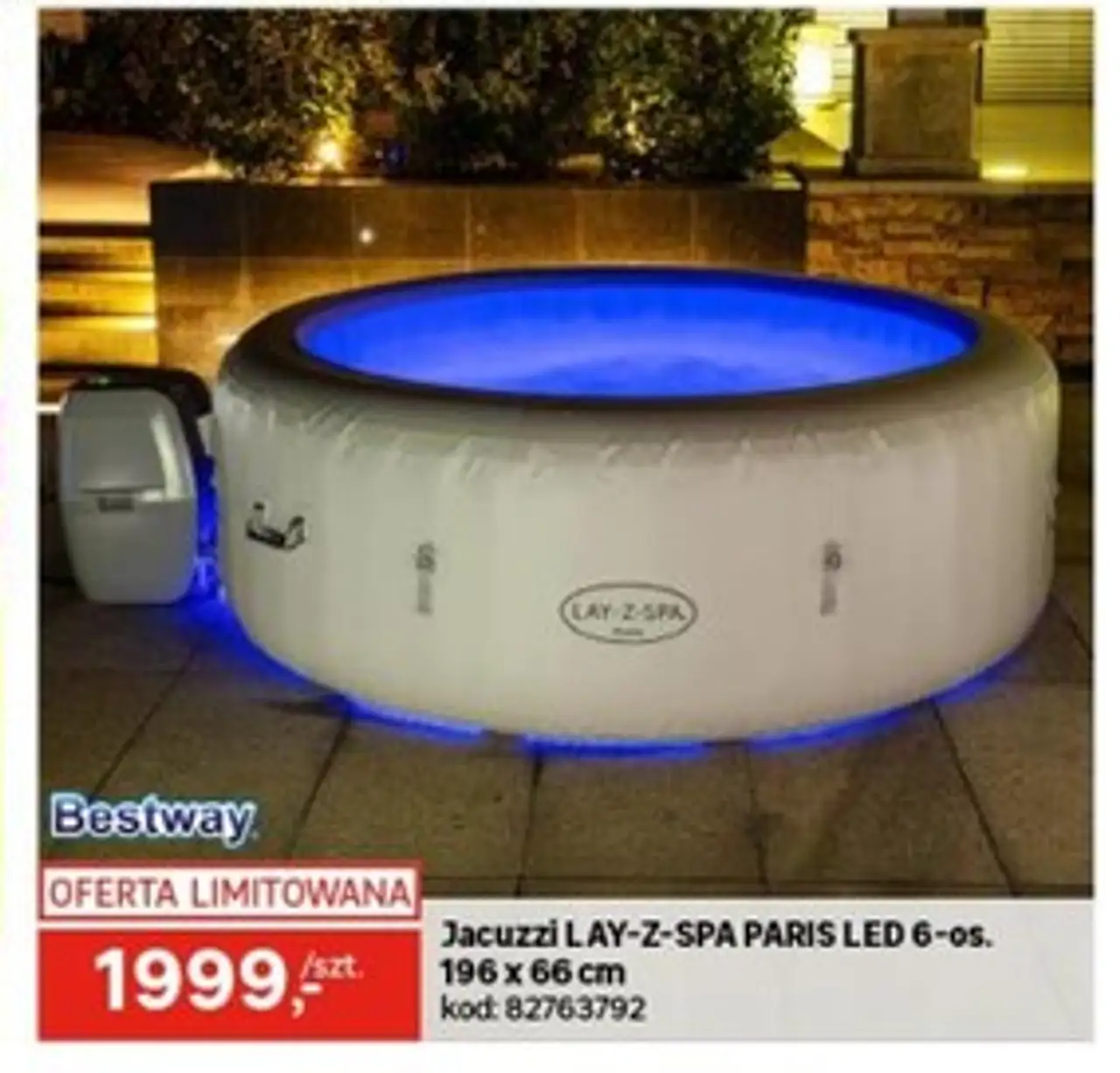 Bestway Jacuzzi LAY-Z-SPA PARIS LED 6-os. 196 x 66 cm