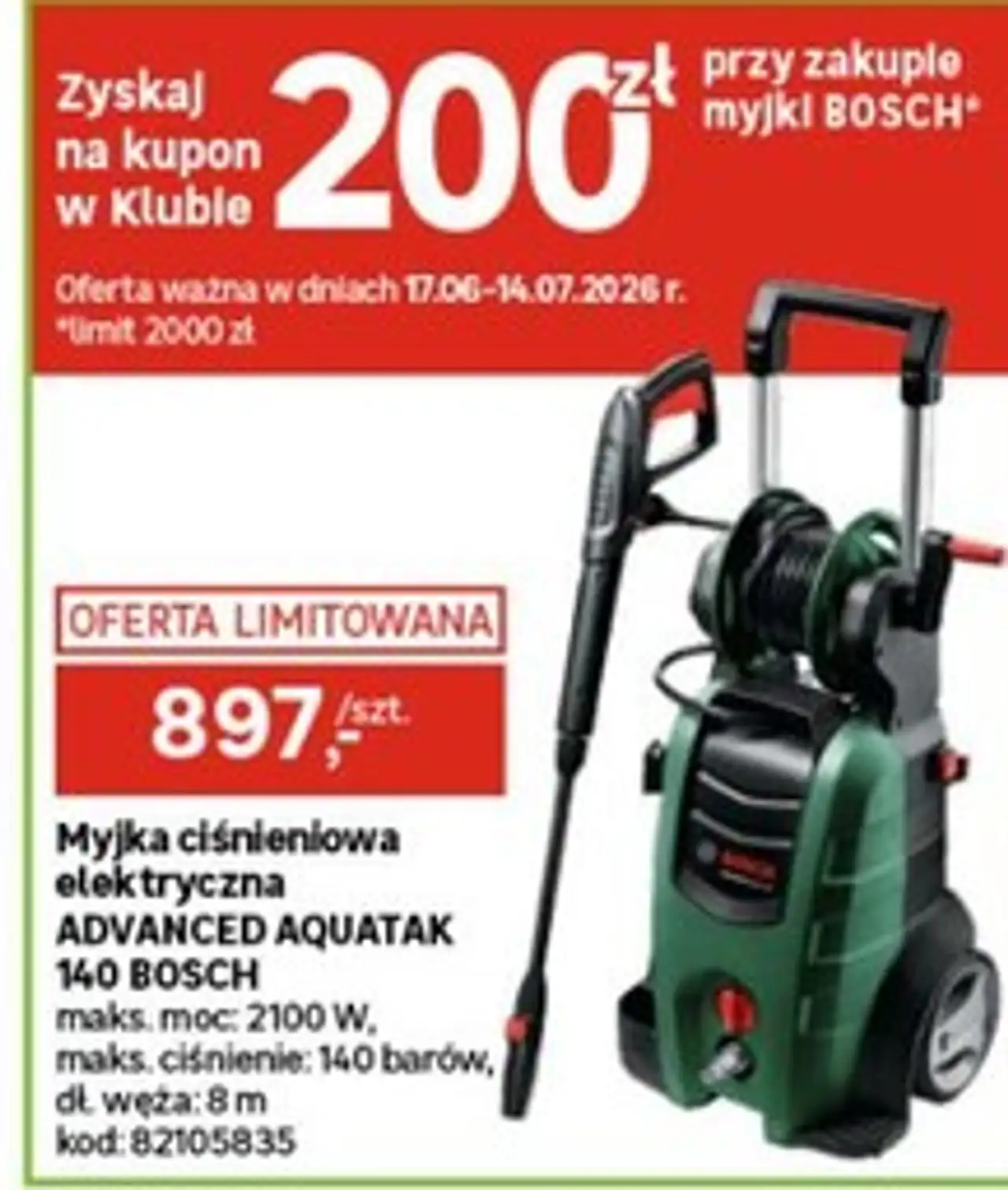 Myjka ciśnieniowa elektryczna ADVANCED AQUATAK 140 BOSCH