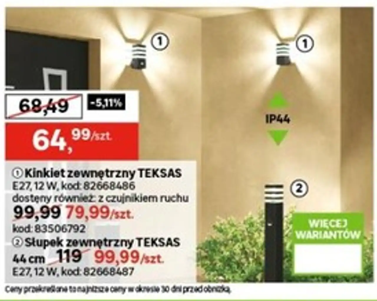Kinkiet zewnętrzny TEKSAS