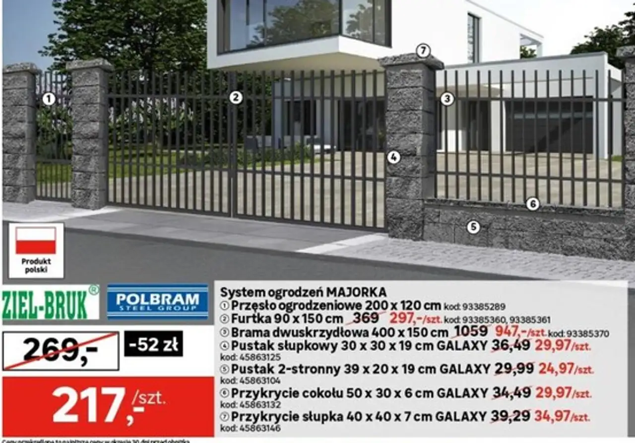 POLBRAM System ogrodzeń MAJORKA - Przęsło ogrodzeniowe 200 x 120 cm