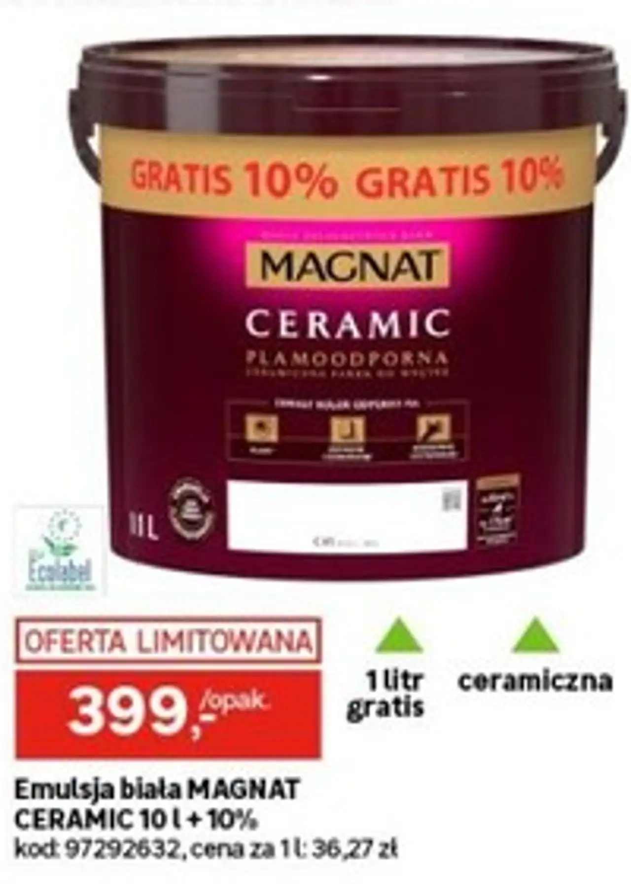 Emulsja biała MAGNAT CERAMIC 10 l + 10%