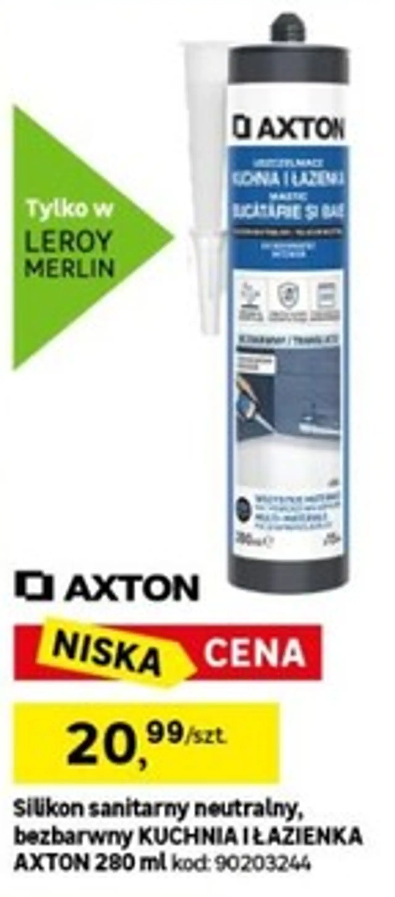 Silikon sanitarny neutralny, bezbarwny KUCHNIA I ŁAZIENKA AXTON