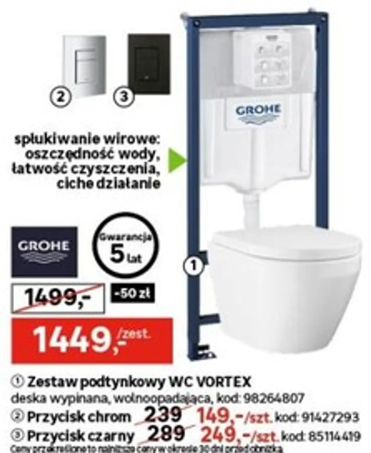 Zestaw podtynkowy WC VORTEX