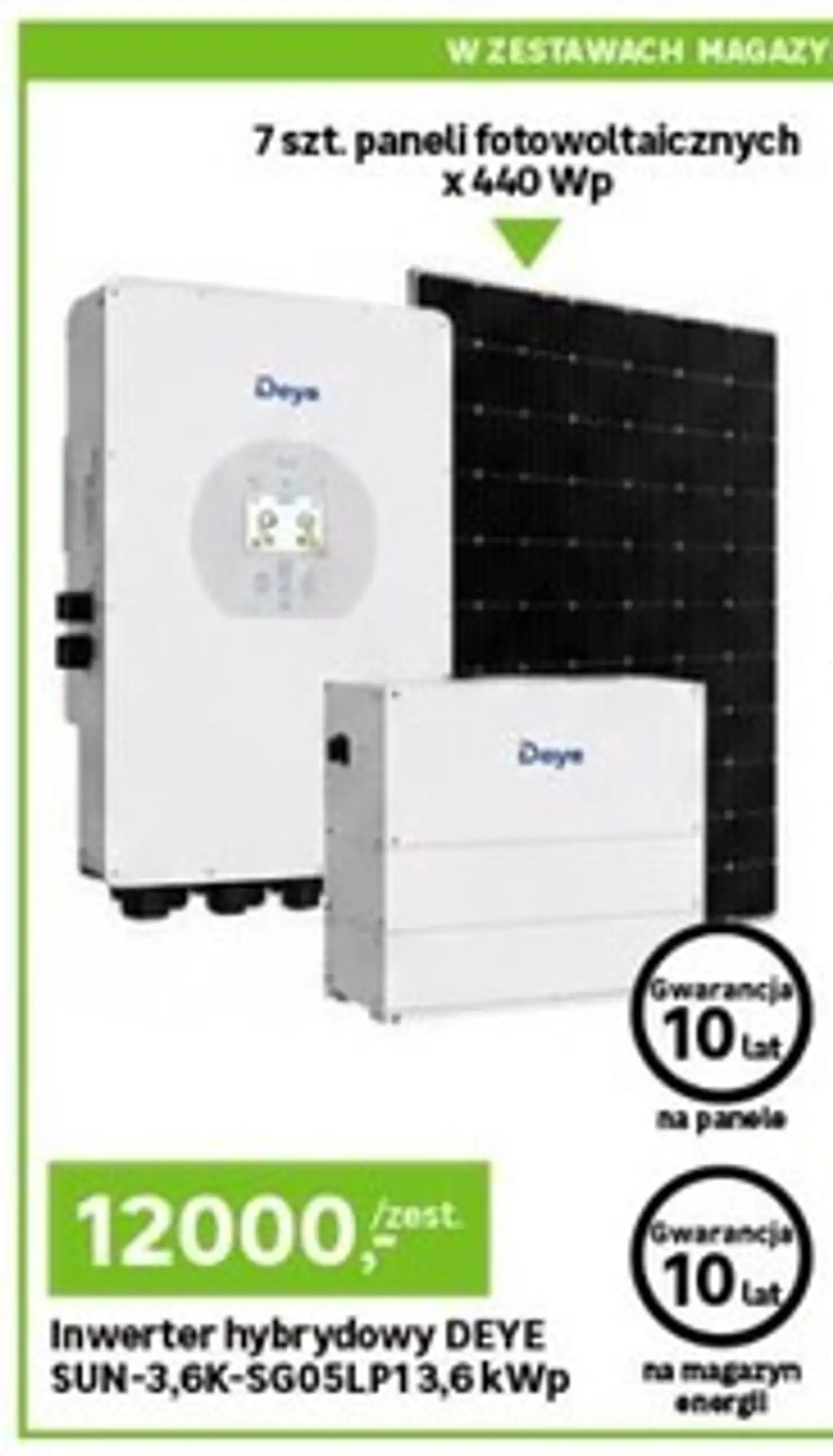 Zestaw fotowoltaiczny z inwerterem hybrydowym DEYE SUN-3,6K-SG05LP1 3,6 kWp