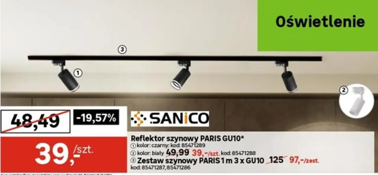 Reflektor szynowy PARIS GU10*