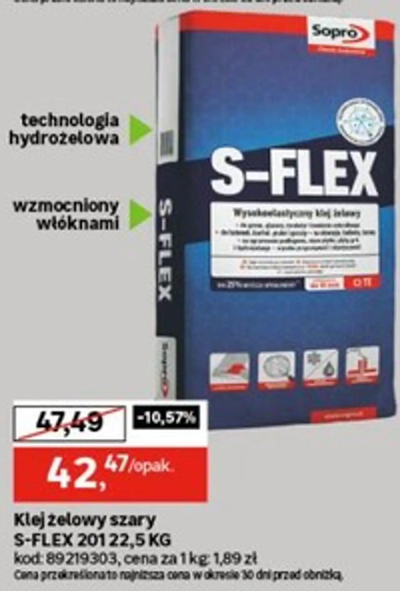 Klej żelowy szary S-FLEX 201 22,5 KG