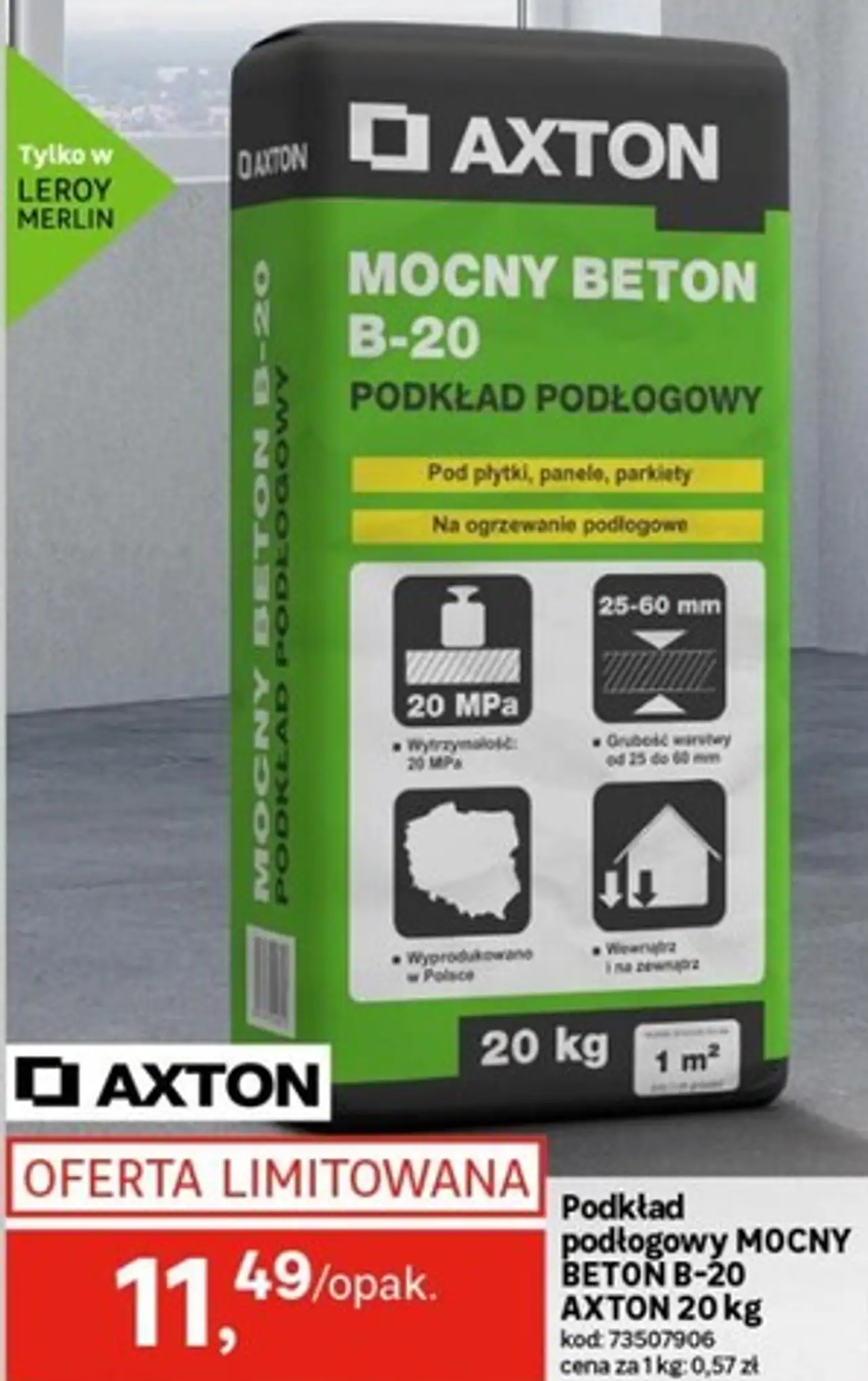 AXTON MOCNY BETON B-20 Podkład podłogowy 20 kg