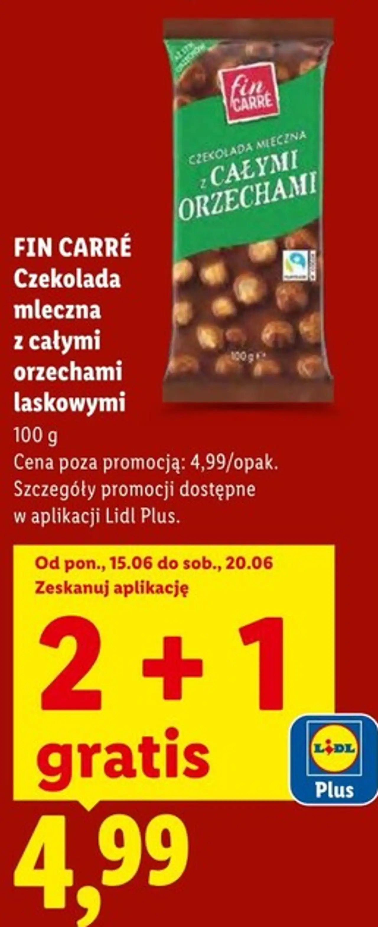 FIN CARRÉ Czekolada mleczna z całymi orzechami laskowymi