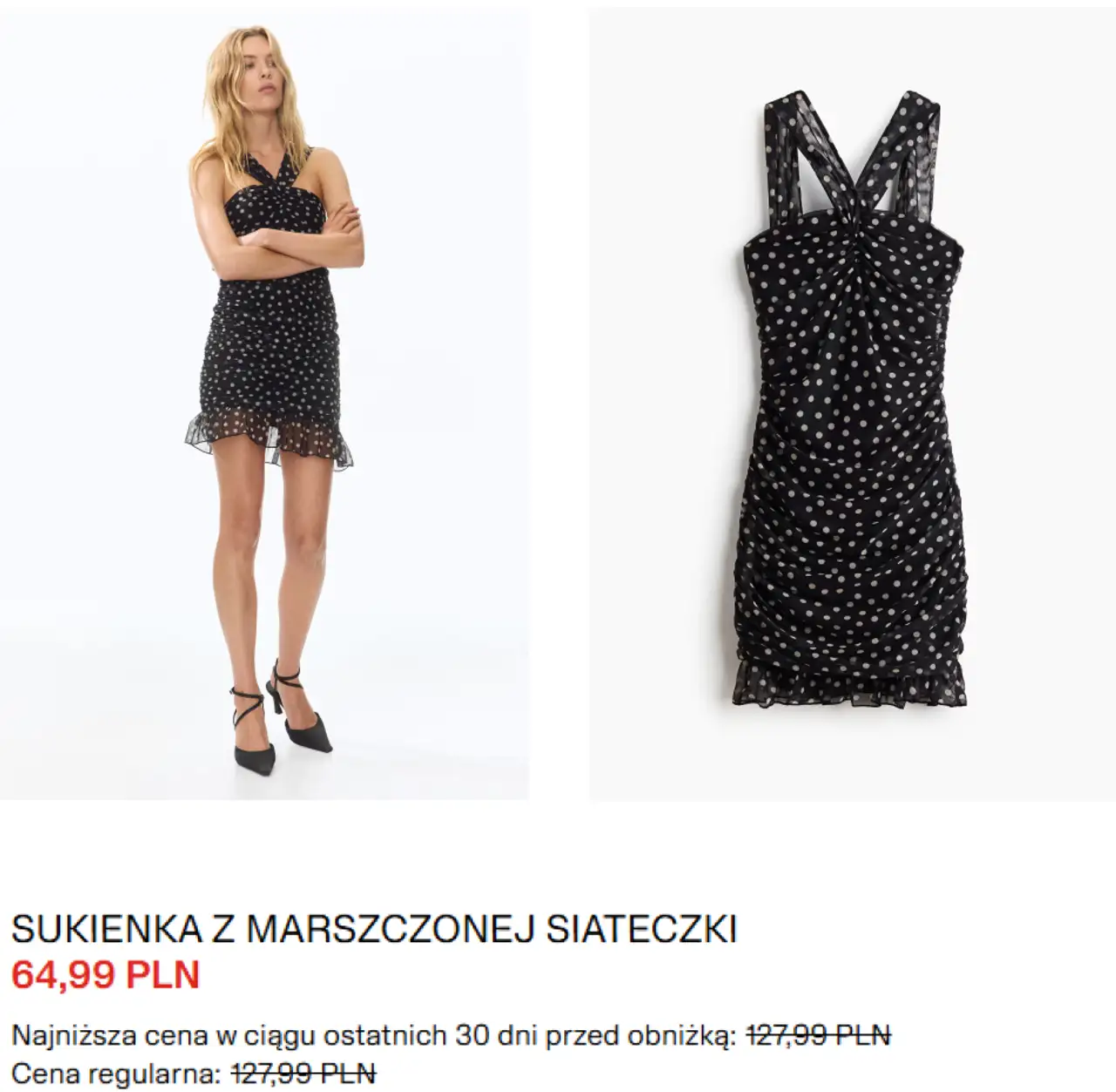H&M Sukienka z marszczonej siateczki