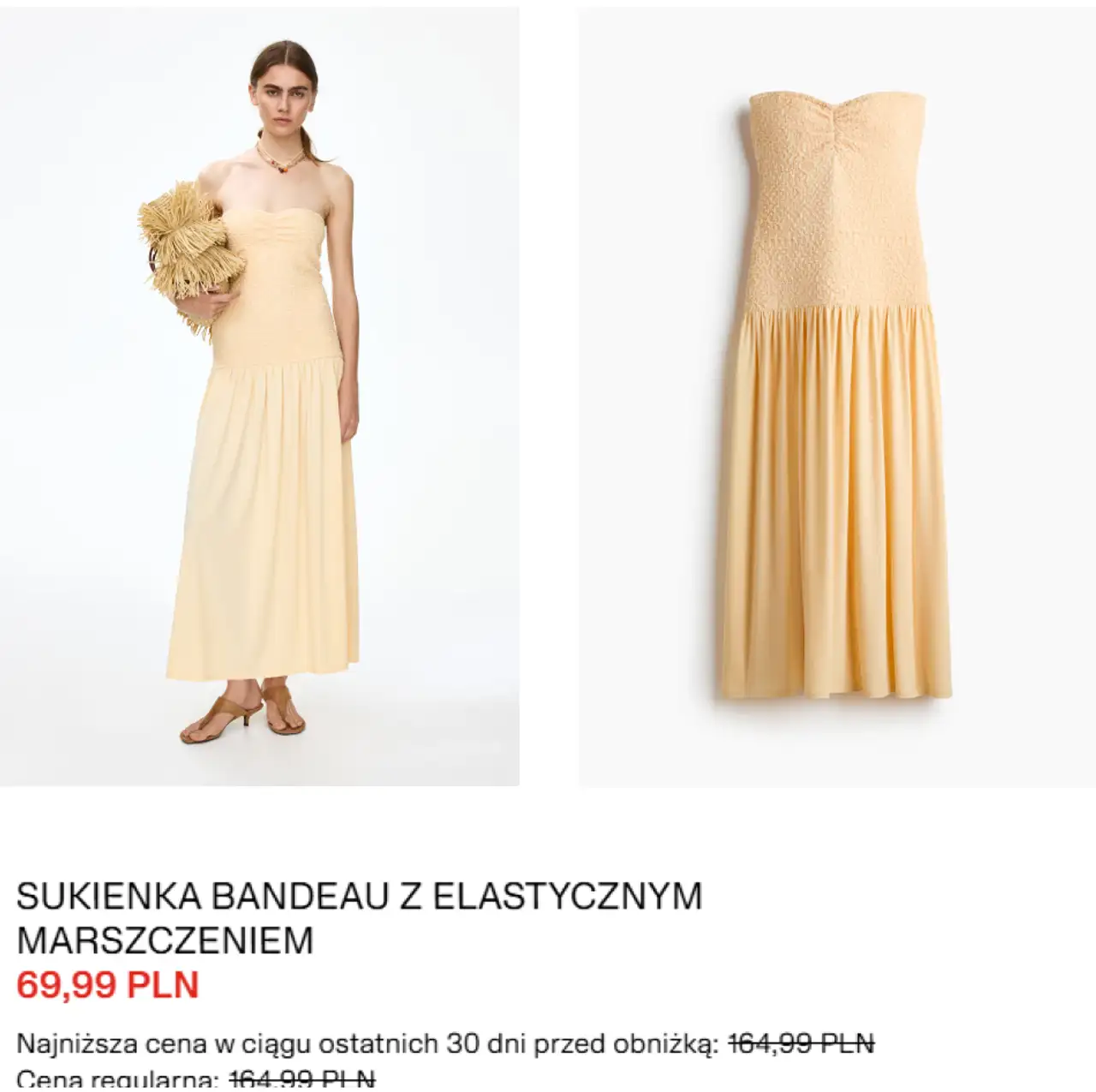H&M Sukienka bandeau z elastycznym marszczeniem