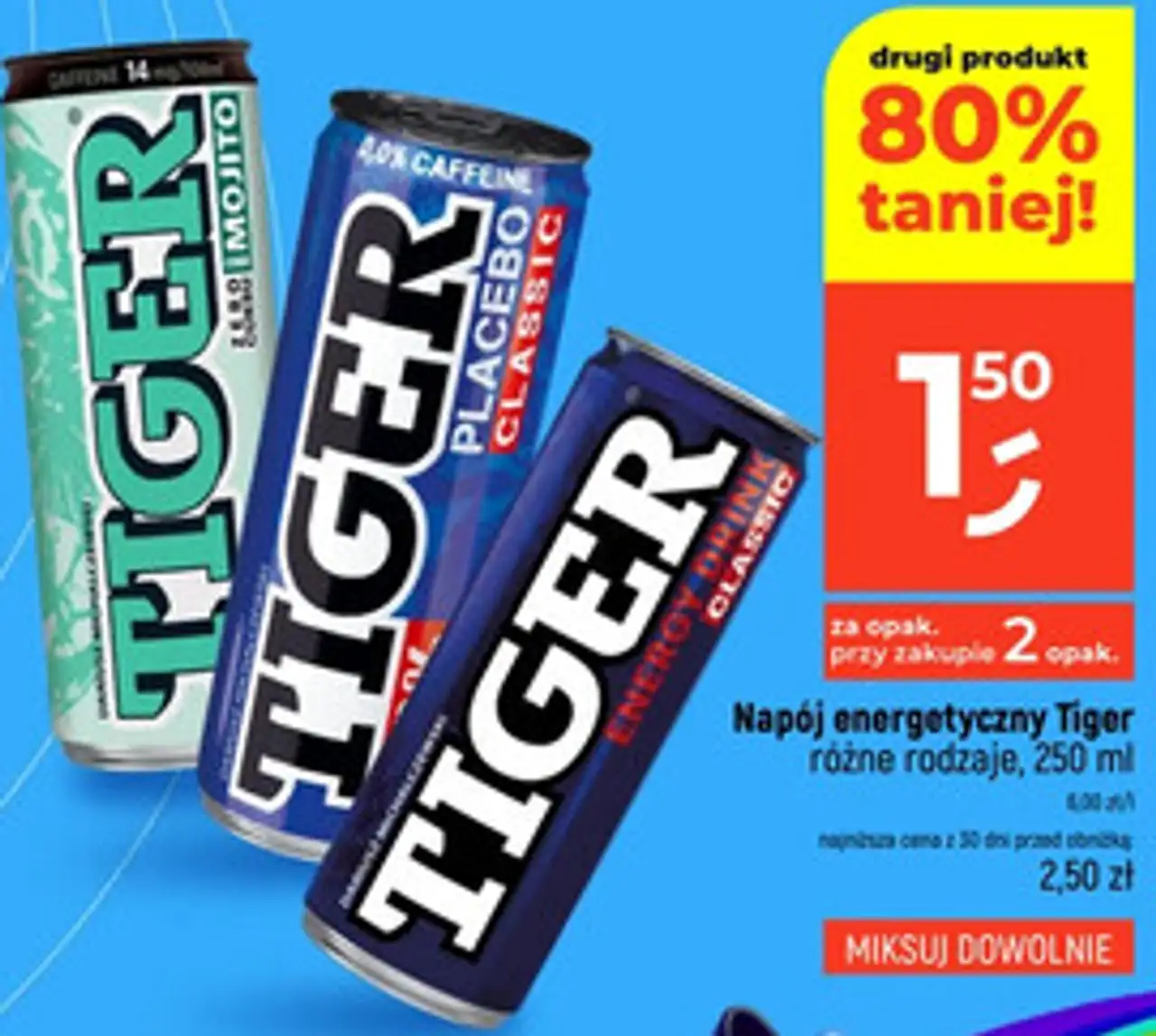 Napój energetyczny Tiger różne rodzaje
