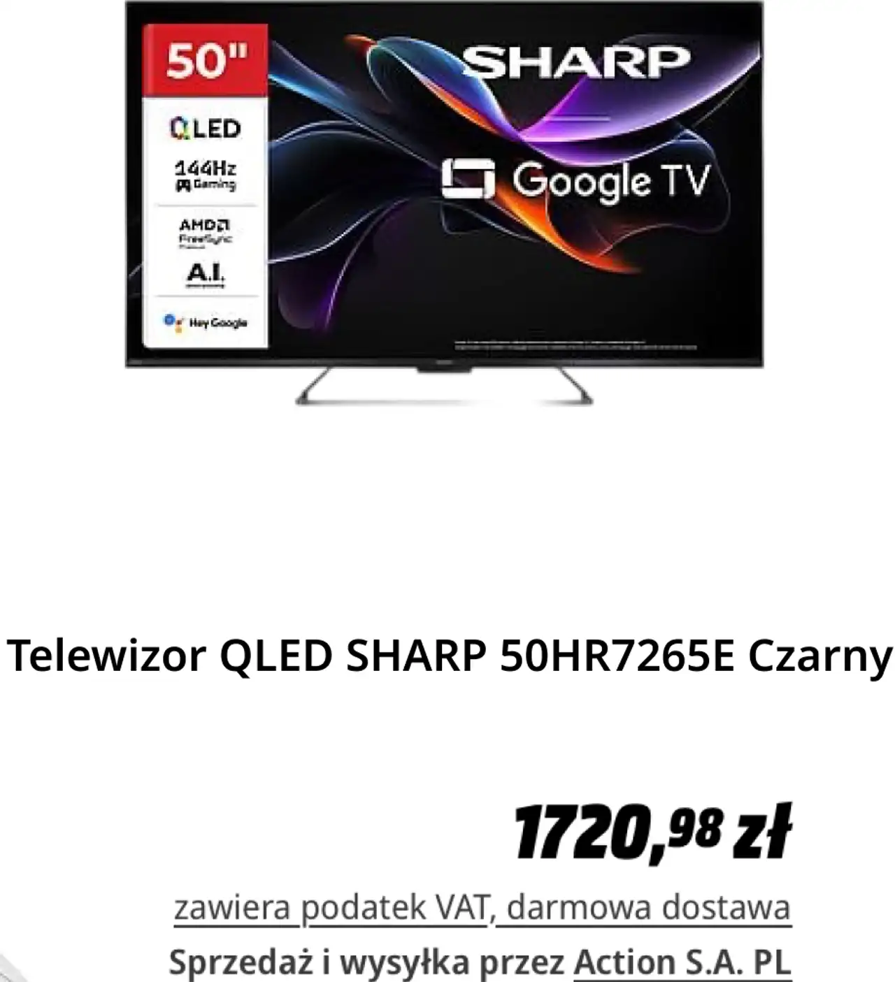 Telewizor QLED SHARP 50HR7265E Czarny