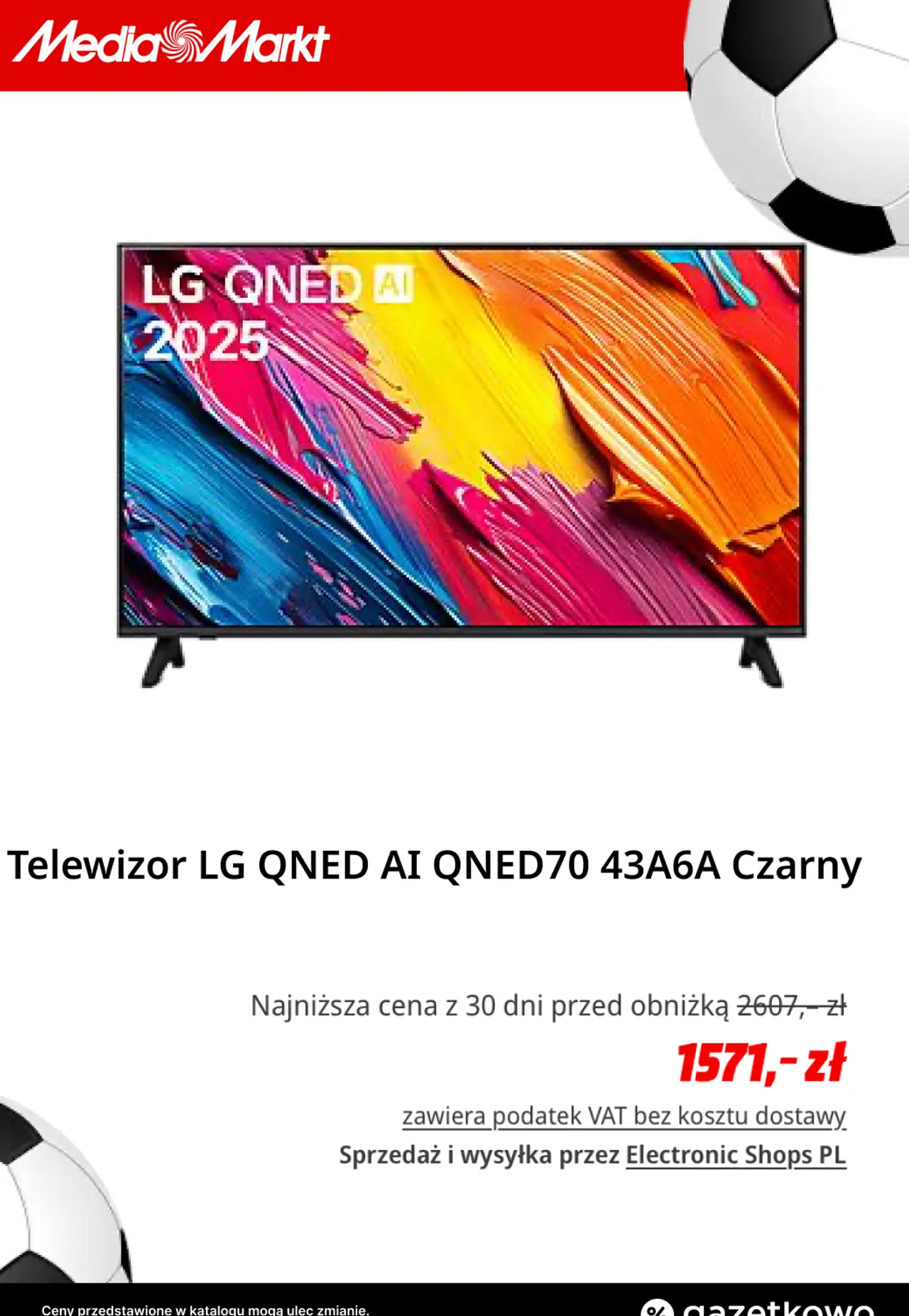 Telewizor LG QNED AI QNED70 43A6A Czarny
