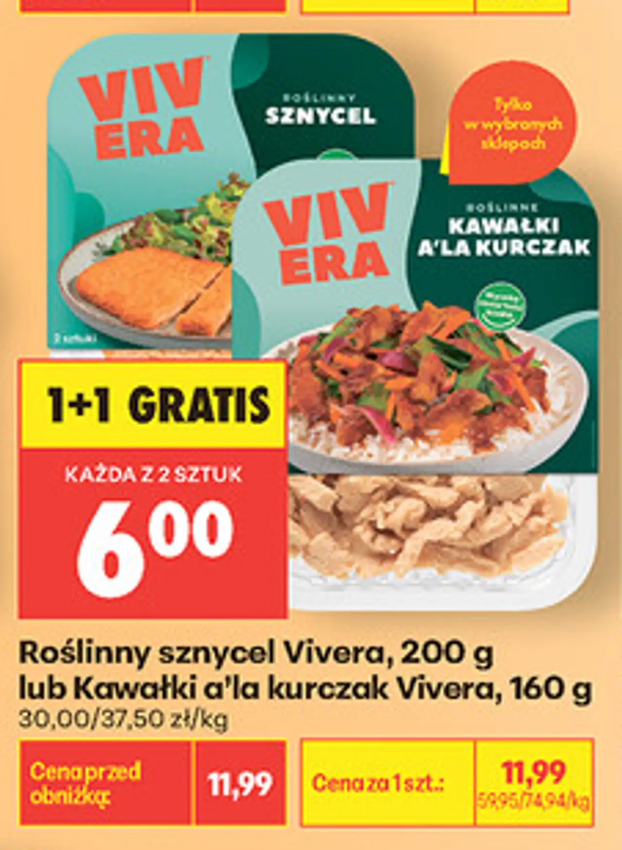 Roślinny sznycel Vivera, 200 g lub Kawałki a'la kurczak Vivera, 160 g