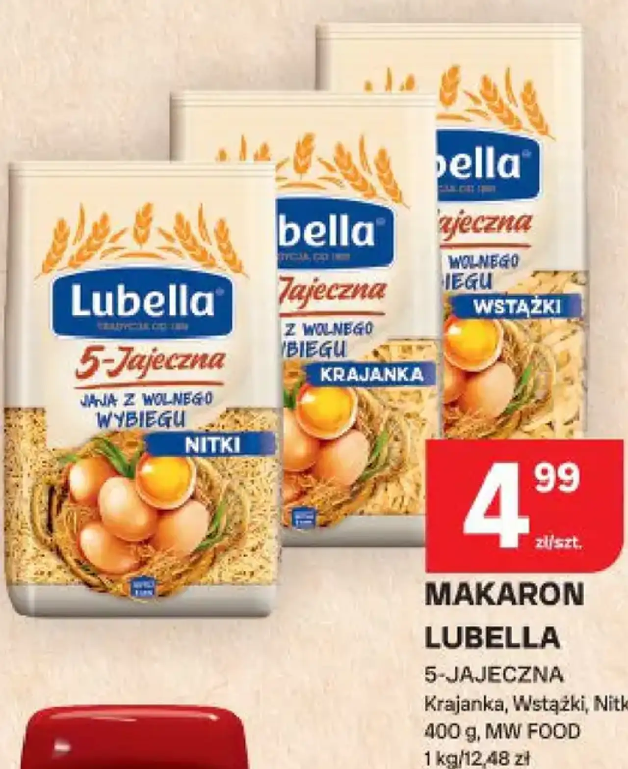 Makaron Lubella 5-Jajeczna Krajanka, Wstążki, Nitki
