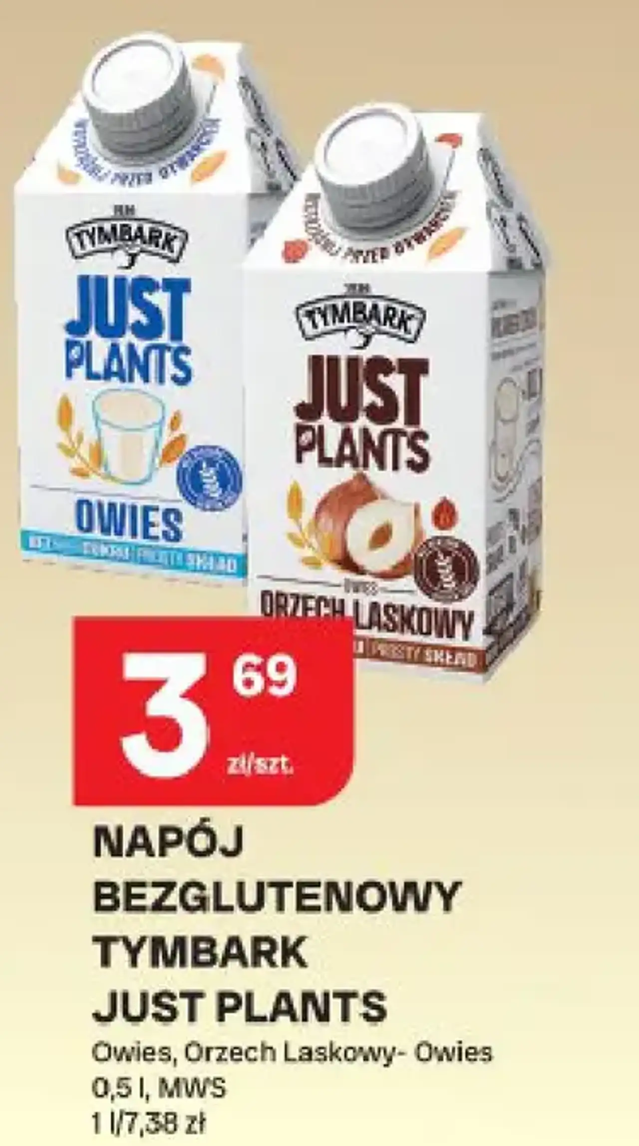 NAPÓJ BEZGLUTENOWY TYMBARK JUST PLANTS Owies, Orzech Laskowy-Owies