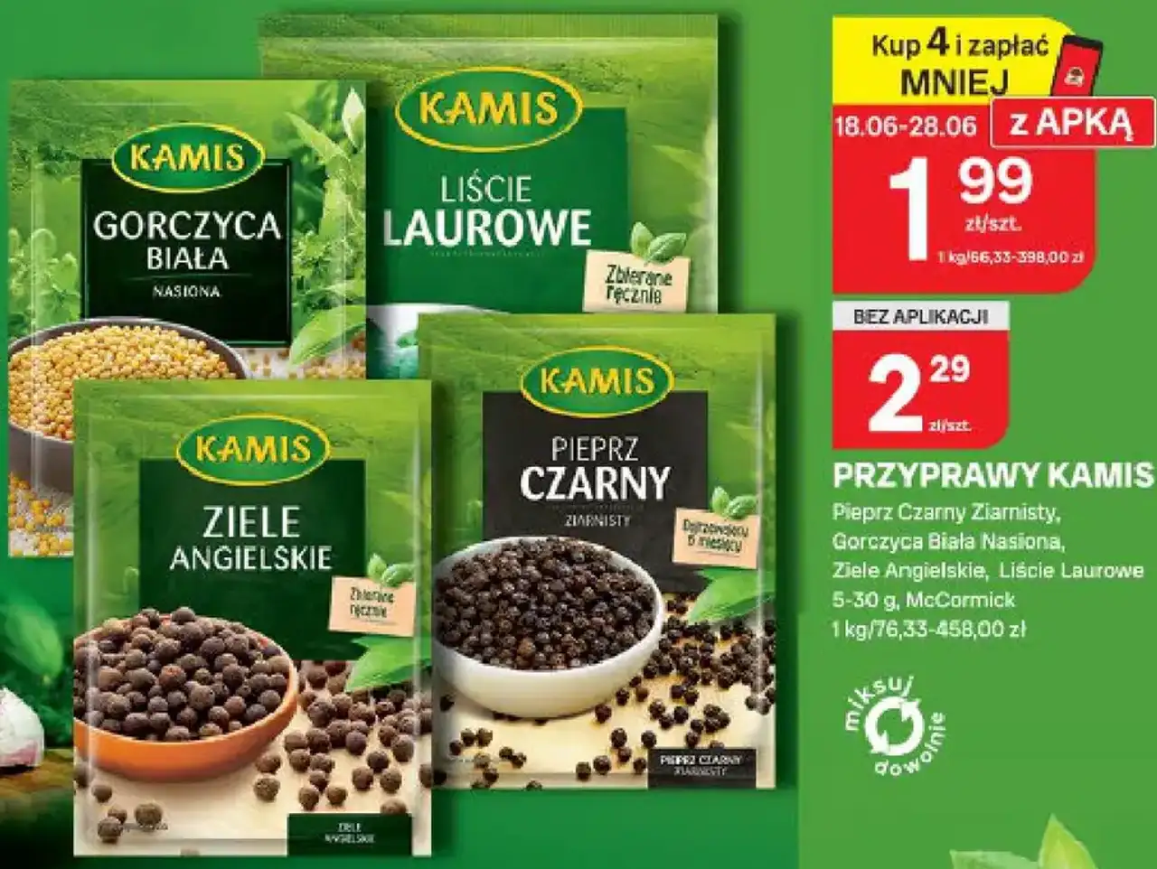 Kamis Przyprawy (Pieprz Czarny Ziarnisty, Gorczyca Biała Nasiona, Ziele Angielskie, Liście Laurowe)