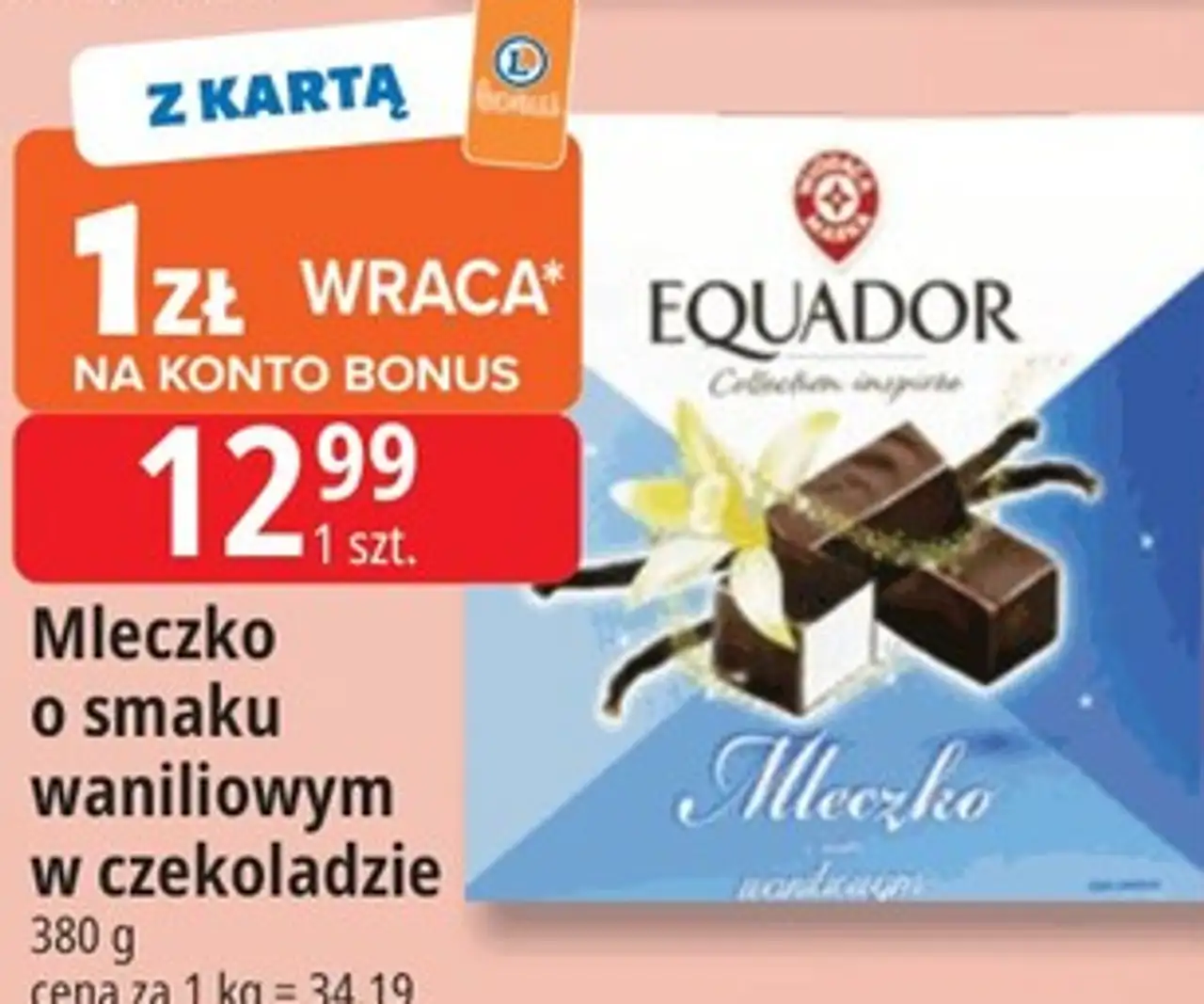 EQUADOR Mleczko o smaku waniliowym w czekoladzie