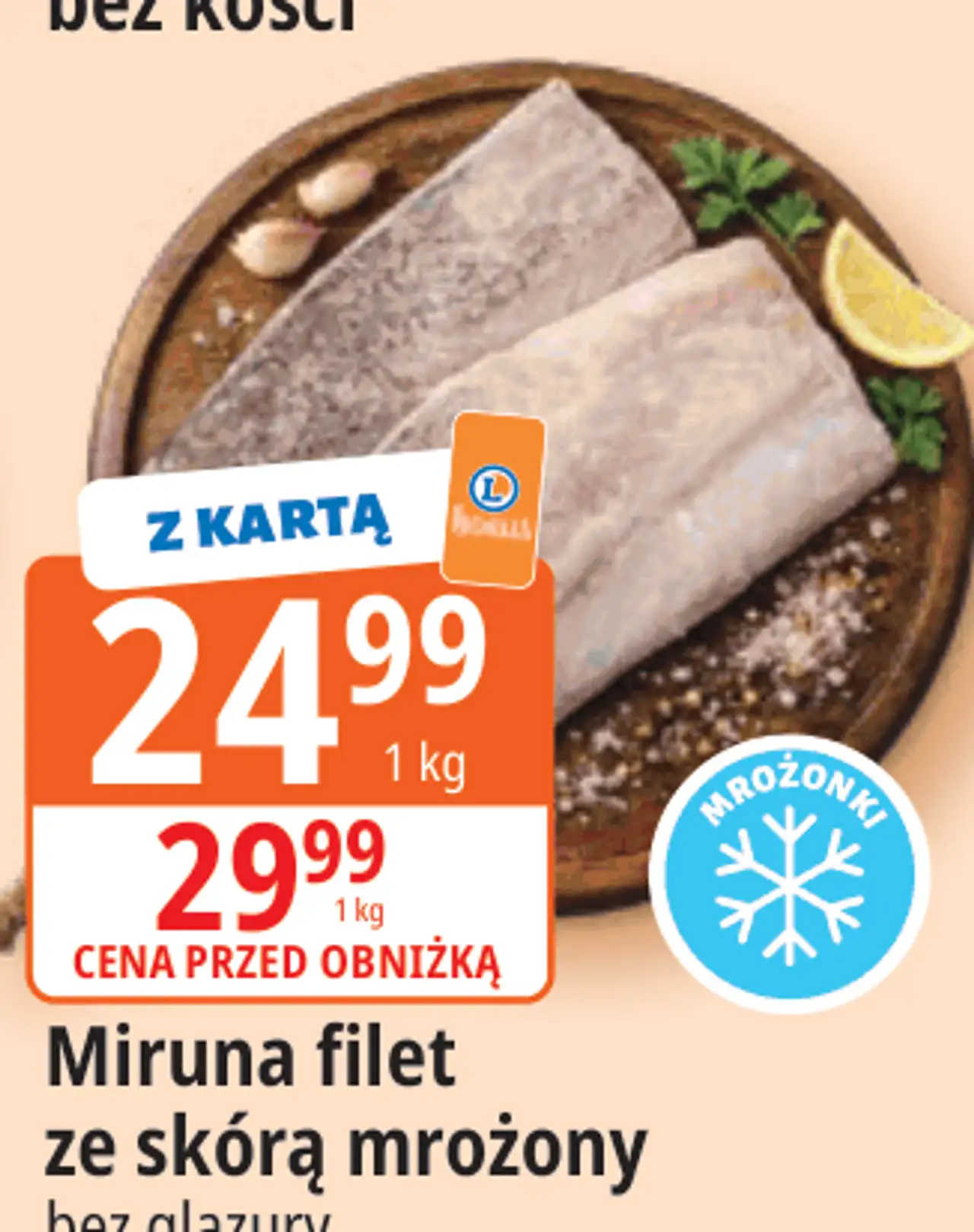Miruna filet ze skórą mrożony bez glazury