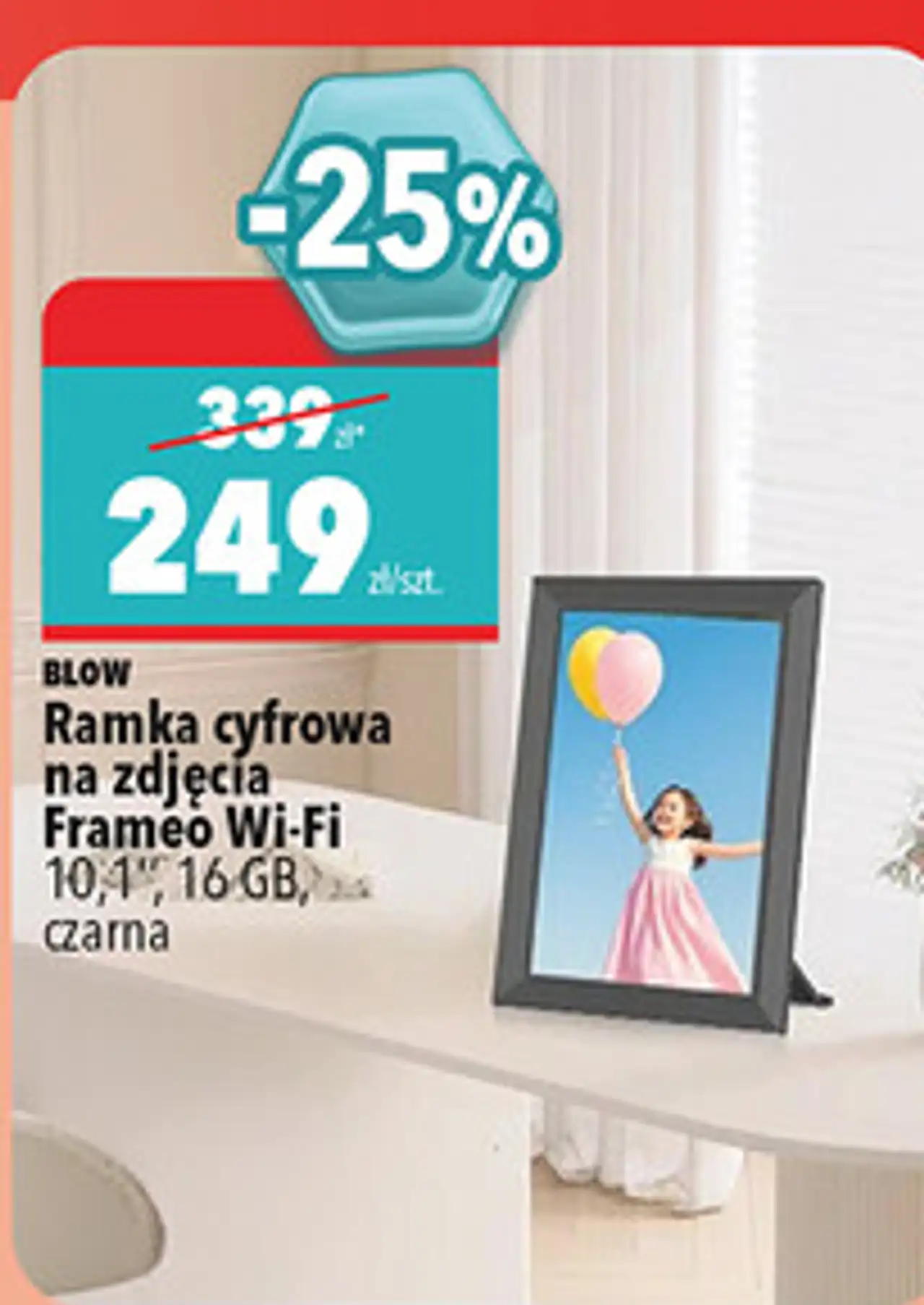 Ramka cyfrowa na zdjęcia Frameo Wi-Fi 10,1", 16 GB, czarna