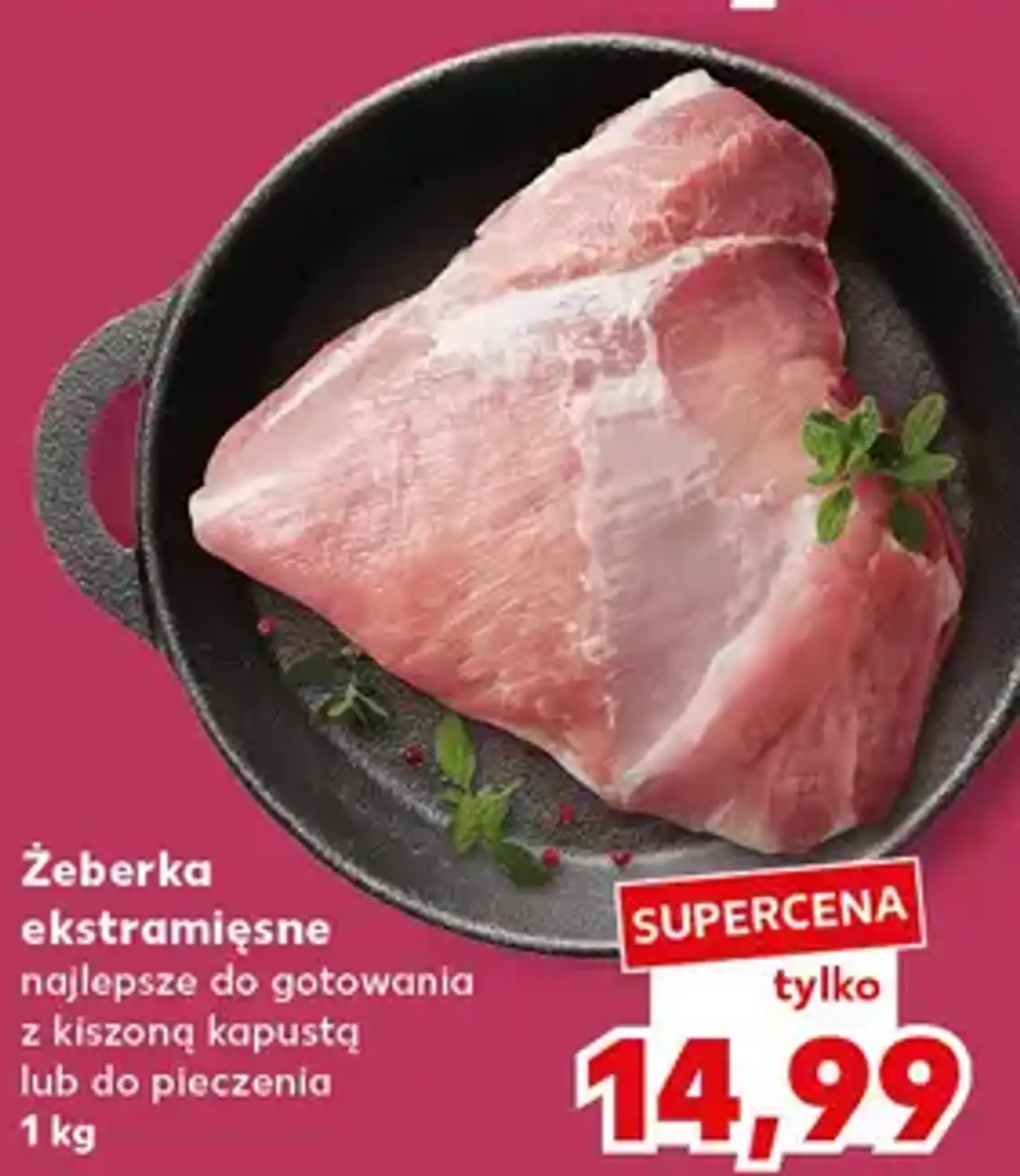 Żeberka ekstramięsne najlepsze do gotowania z kiszoną kapustą lub do pieczenia 1 kg