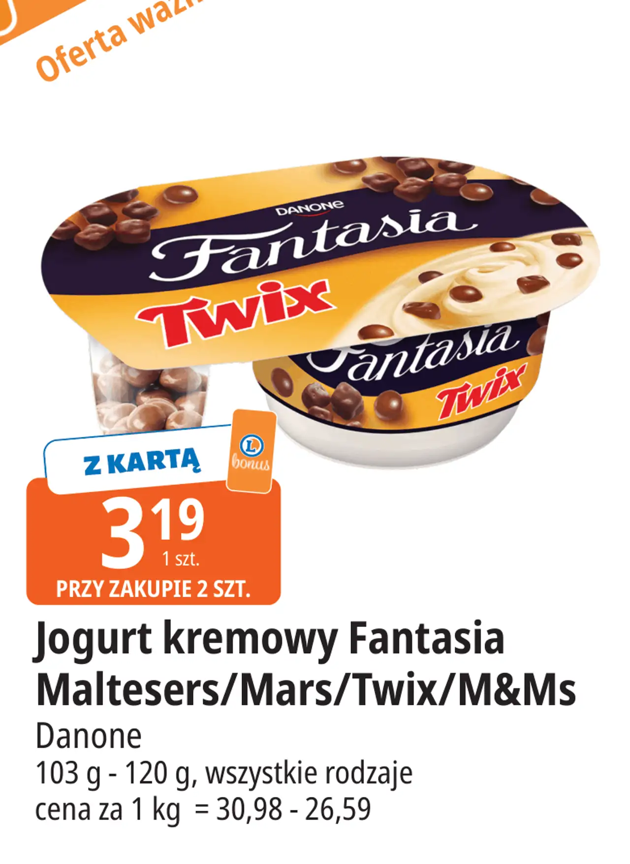 Jogurt kremowy Fantasia Maltesers/Mars/Twix/M&Ms Danone