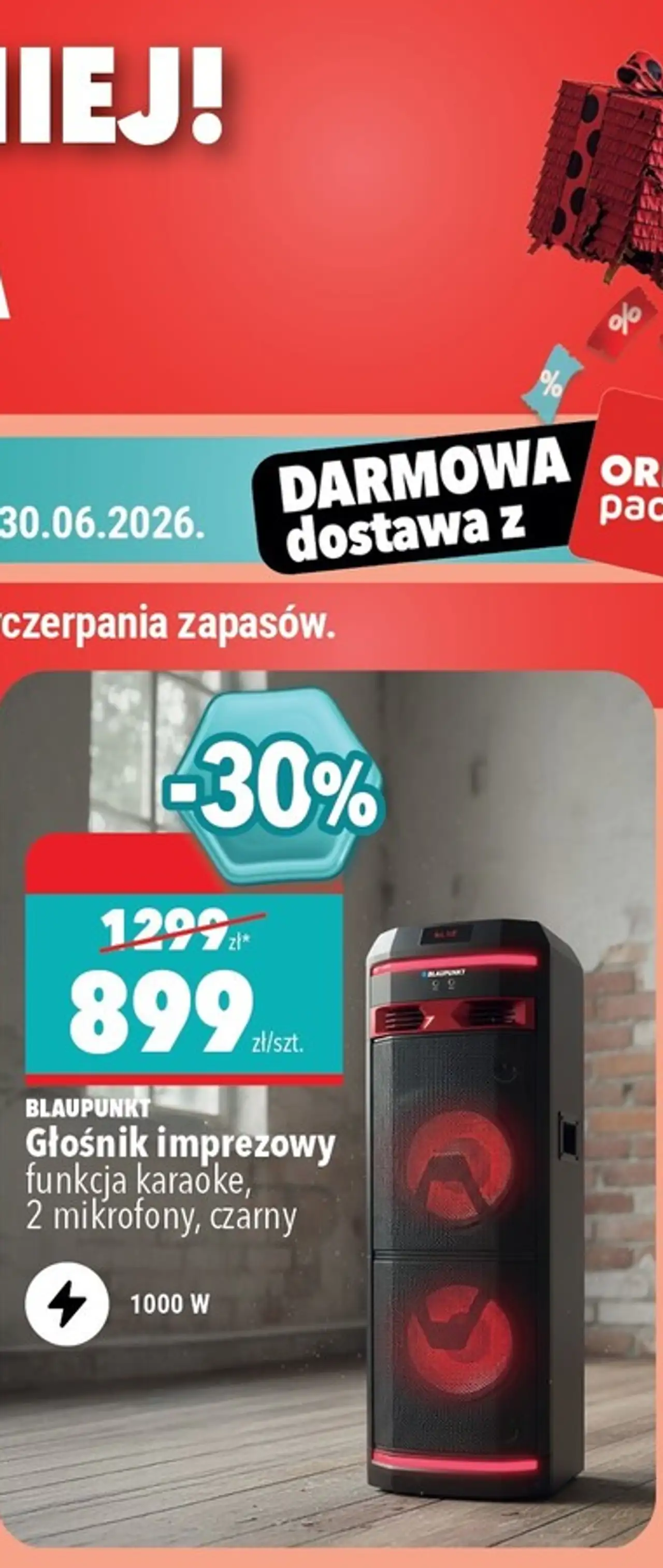 Blaupunkt Głośnik imprezowy funkcja karaoke, 2 mikrofony, czarny