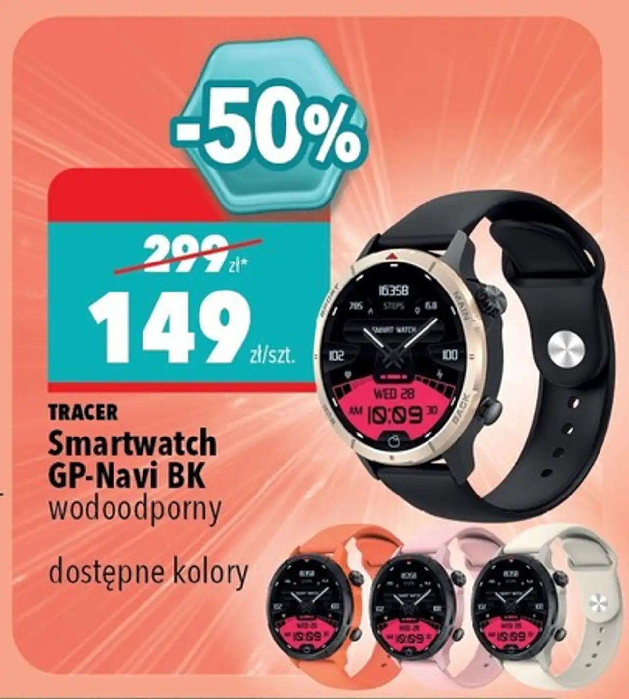Tracer Smartwatch GP-Navi BK wodoodporny