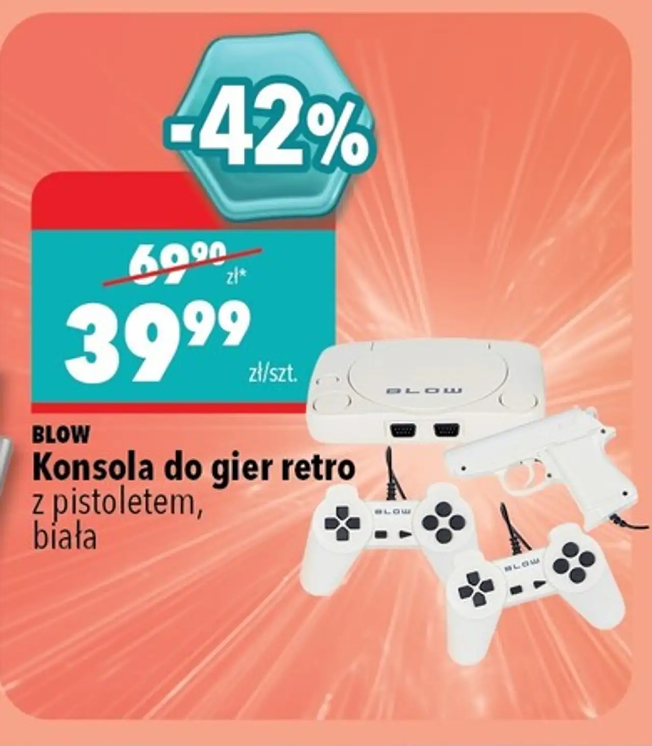 Blow Konsola do gier retro z pistoletem, biała