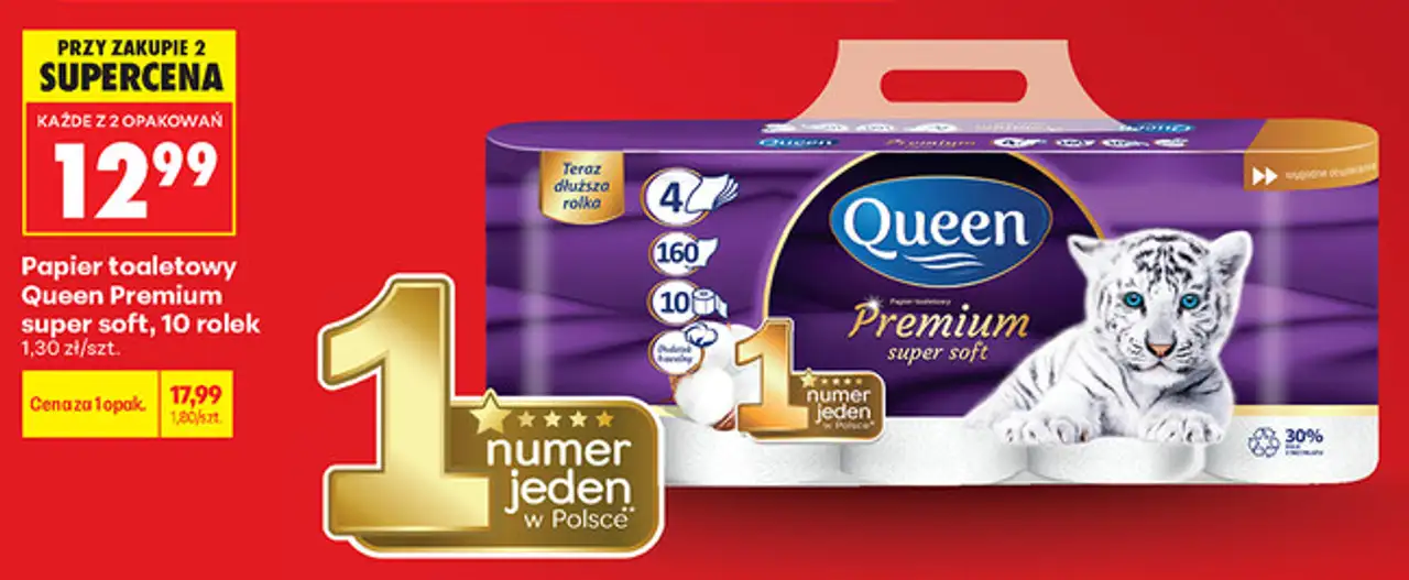 Papier toaletowy Queen Premium super soft, 10 rolek